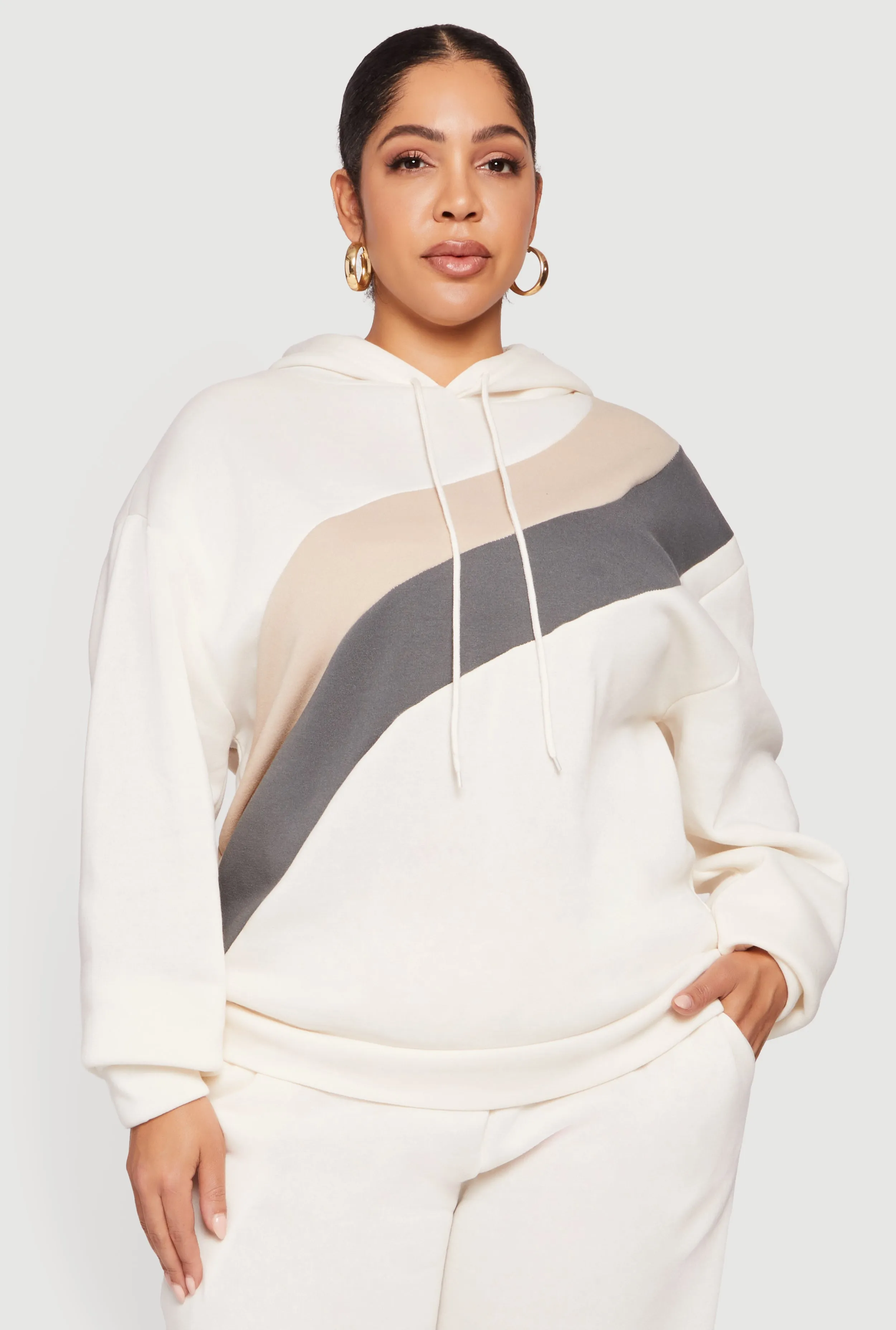 Plus Size Color Block Pullover Hoodie sold by Rainbow product image thumbnail 2