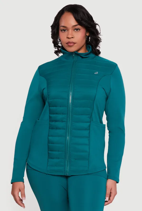 Plus Size Lightweight Puffer Detail Mock Neck Active Jacket sold by Rainbow