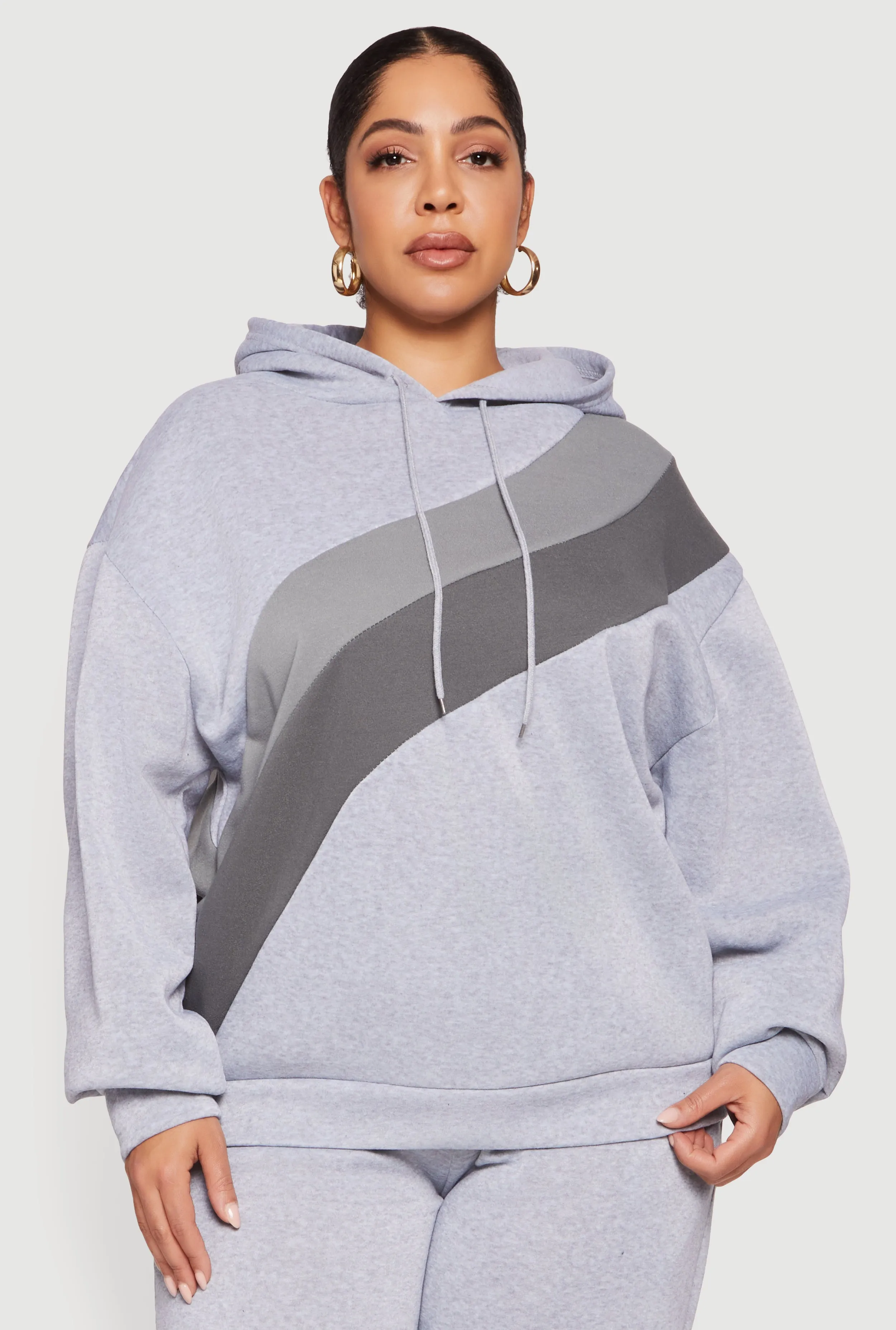 Plus Size Color Block Pullover Hoodie sold by Rainbow