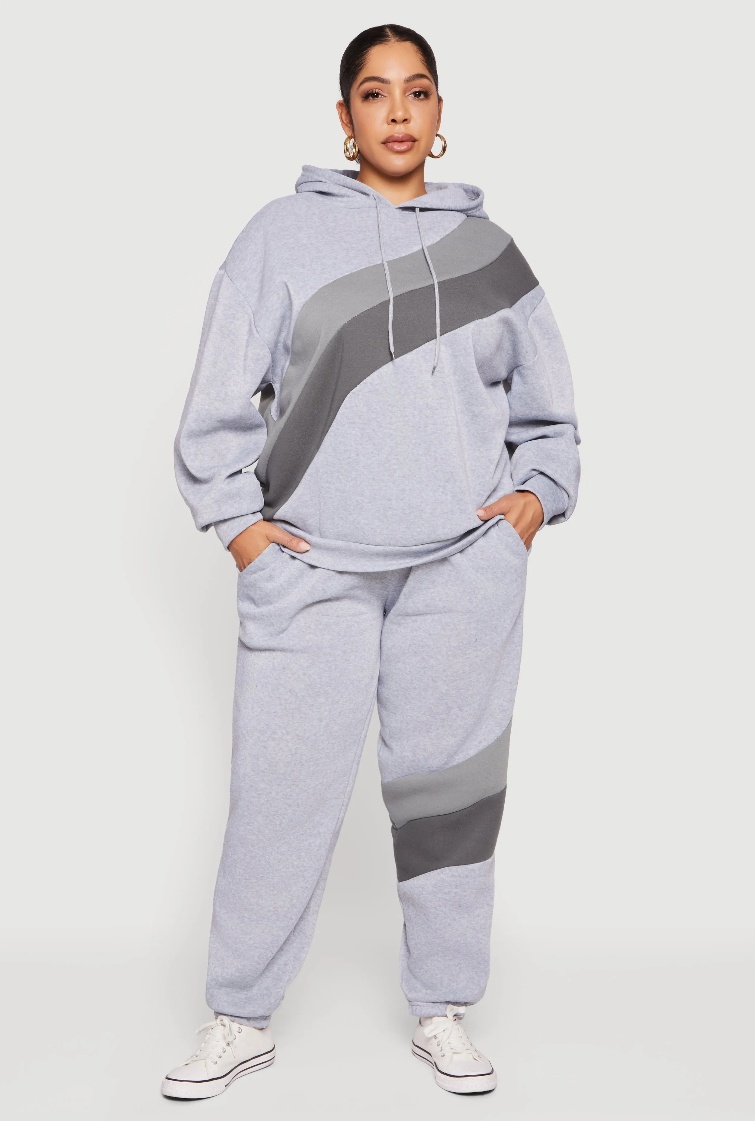 Plus Size Color Block Pullover Hoodie sold by Rainbow product image thumbnail 2