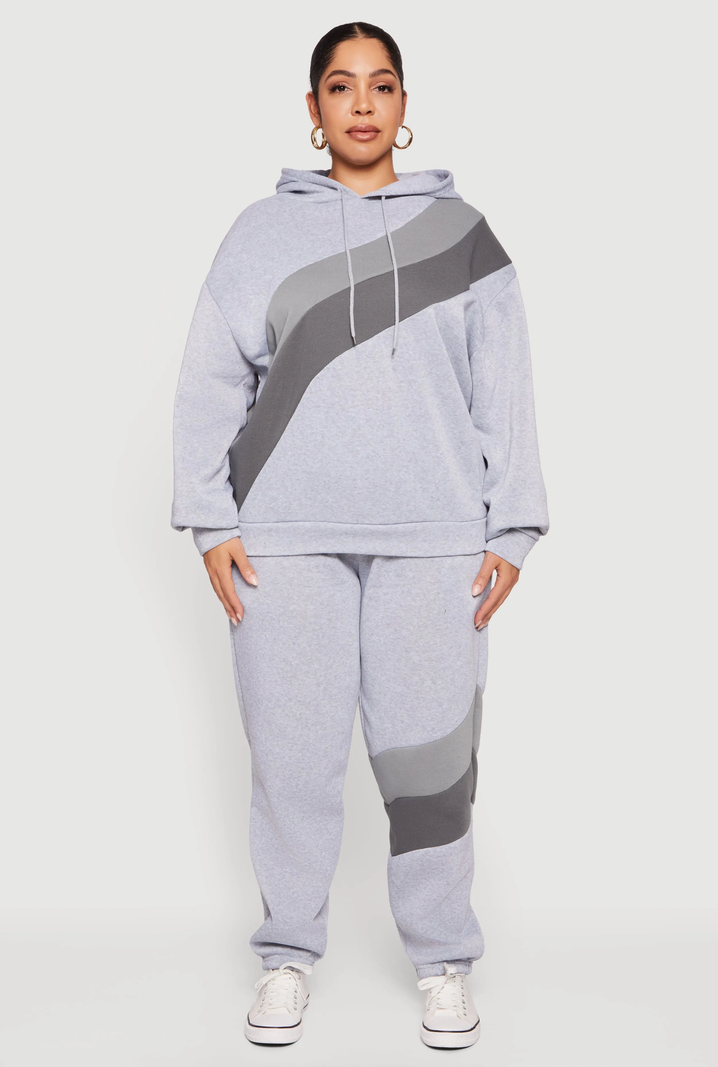 Plus Size Color Block Pullover Hoodie sold by Rainbow product image thumbnail 3