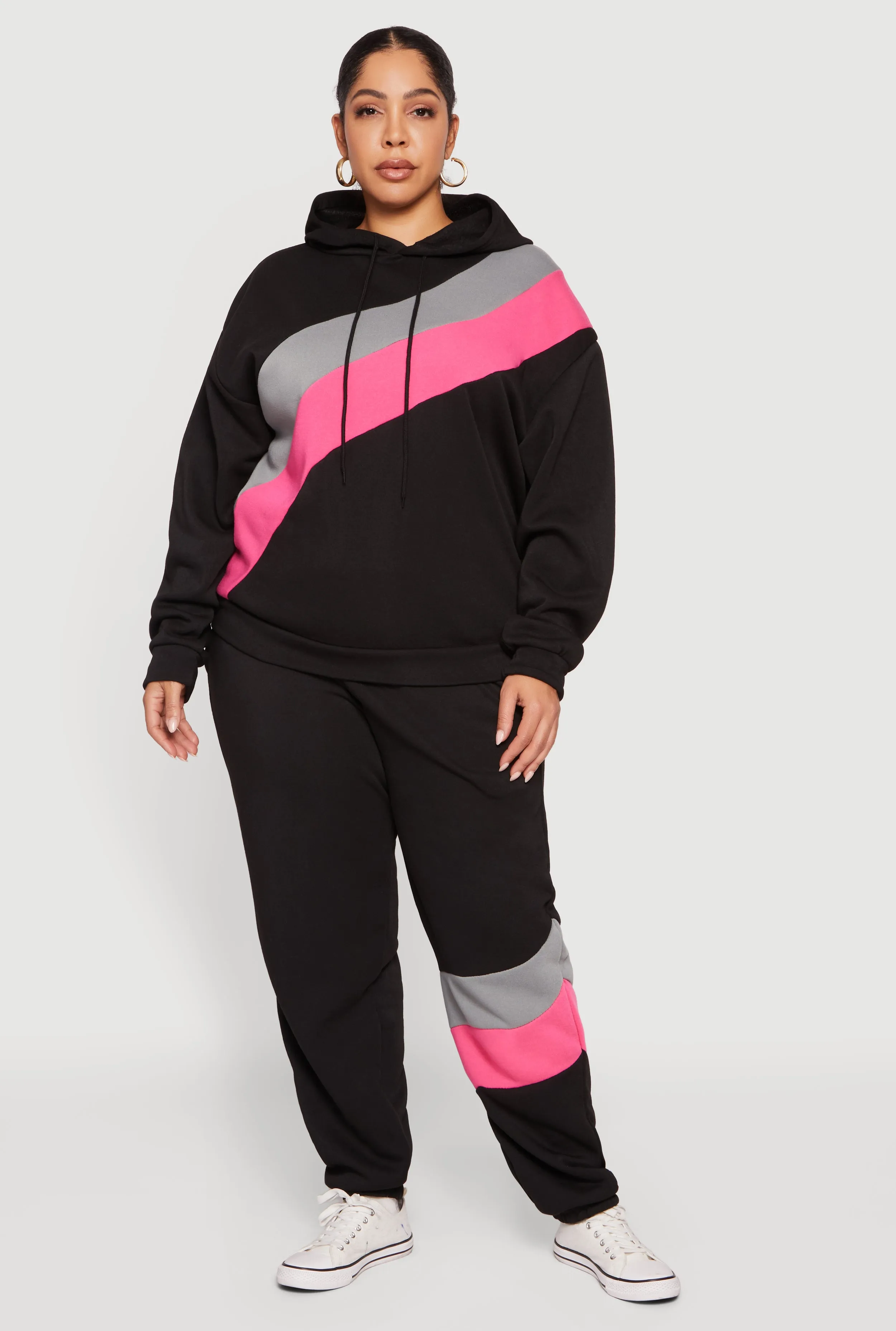 Plus Size Color Block Drawstring Waist Sweatpants sold by Rainbow