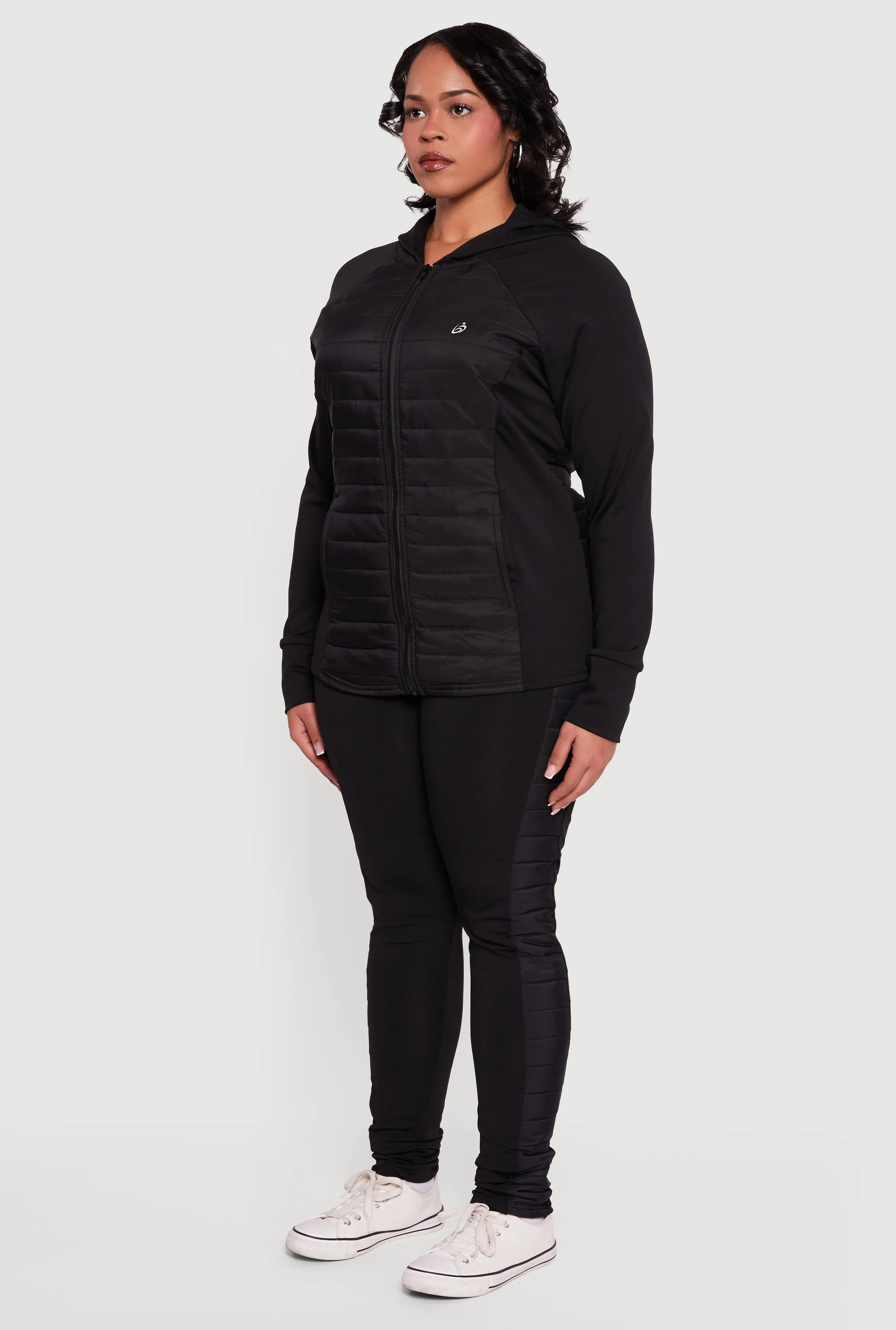 Plus Size Lightweight Puffer Detail Hooded Active Jacket sold by Rainbow product image thumbnail 5