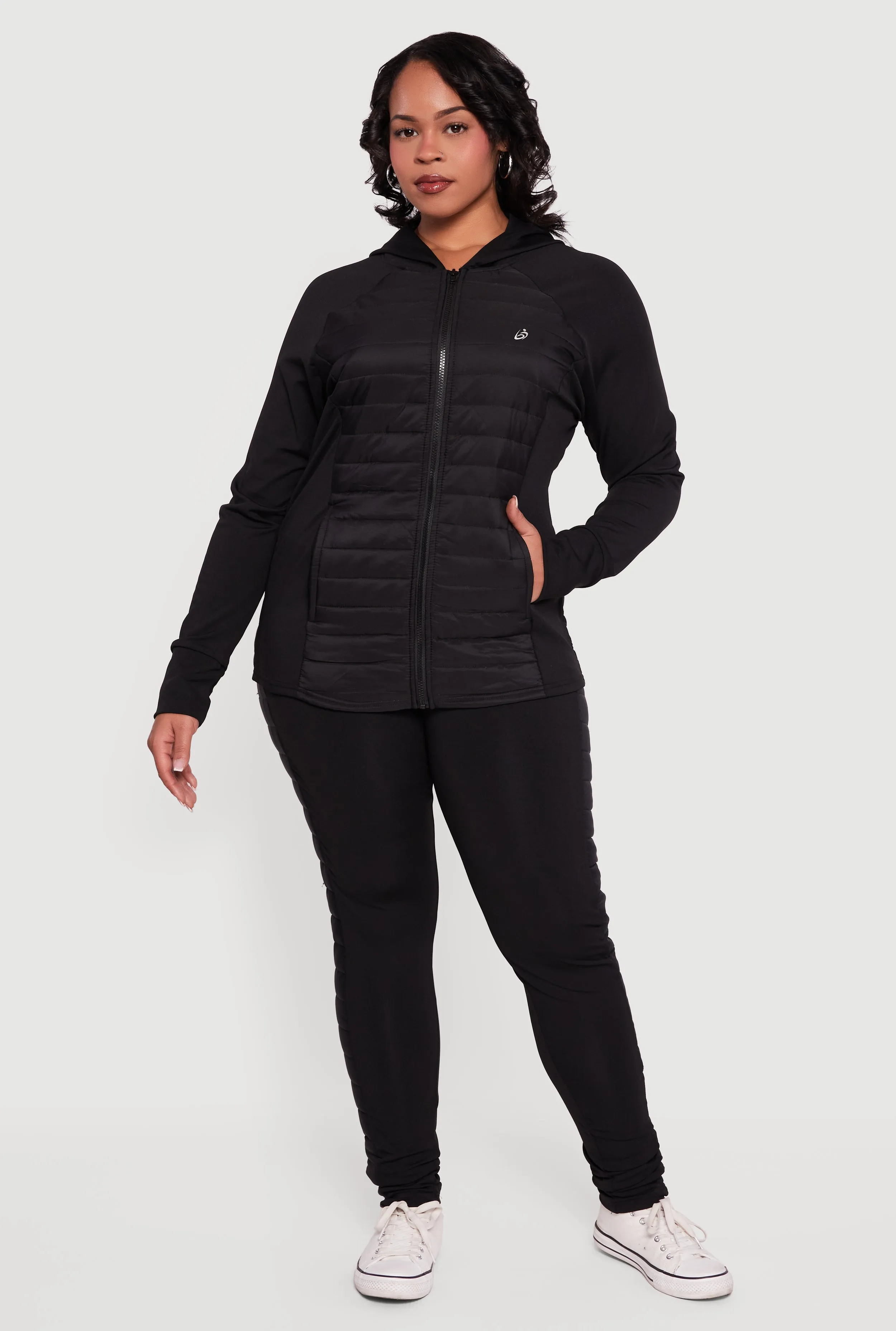 Plus Size Lightweight Puffer Detail Hooded Active Jacket sold by Rainbow product image thumbnail 2
