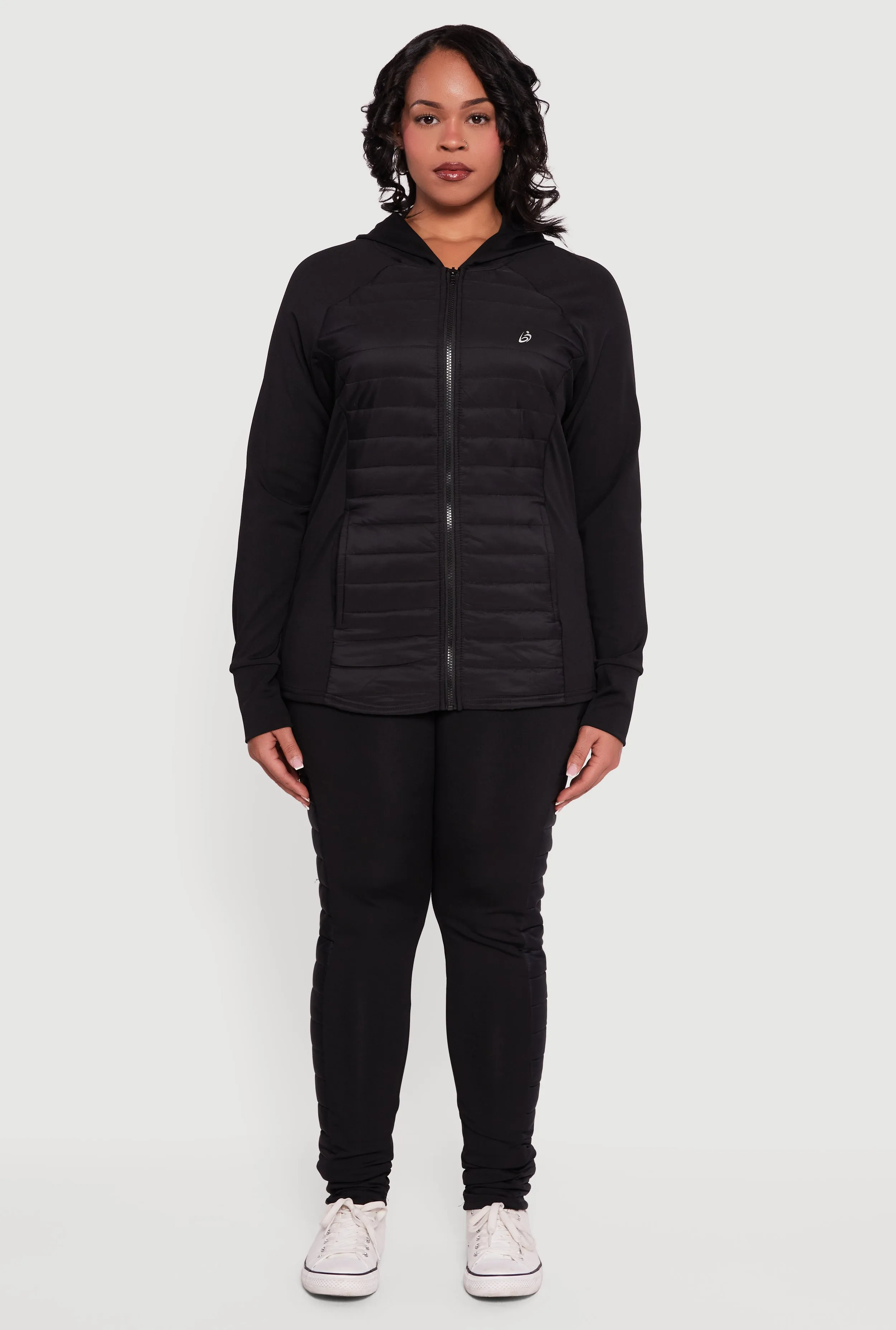 Plus Size Lightweight Puffer Detail Hooded Active Jacket sold by Rainbow product image thumbnail 3