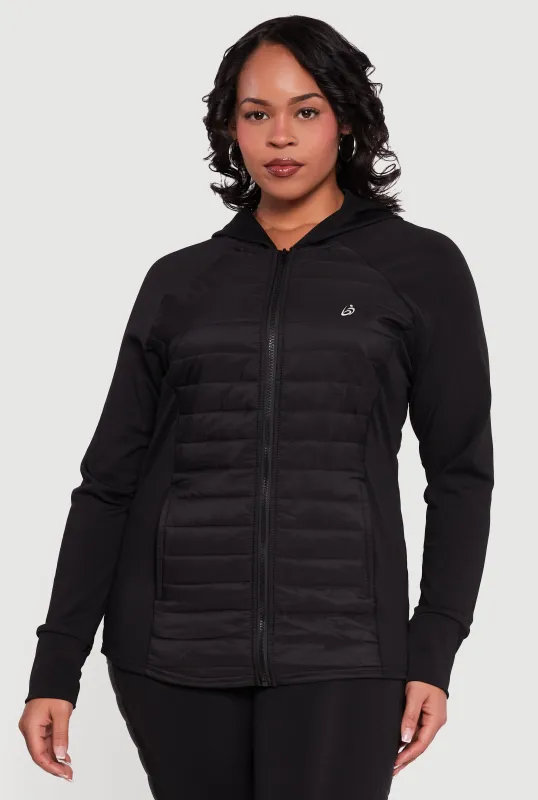 Plus Size Lightweight Puffer Detail Hooded Active Jacket sold by Rainbow