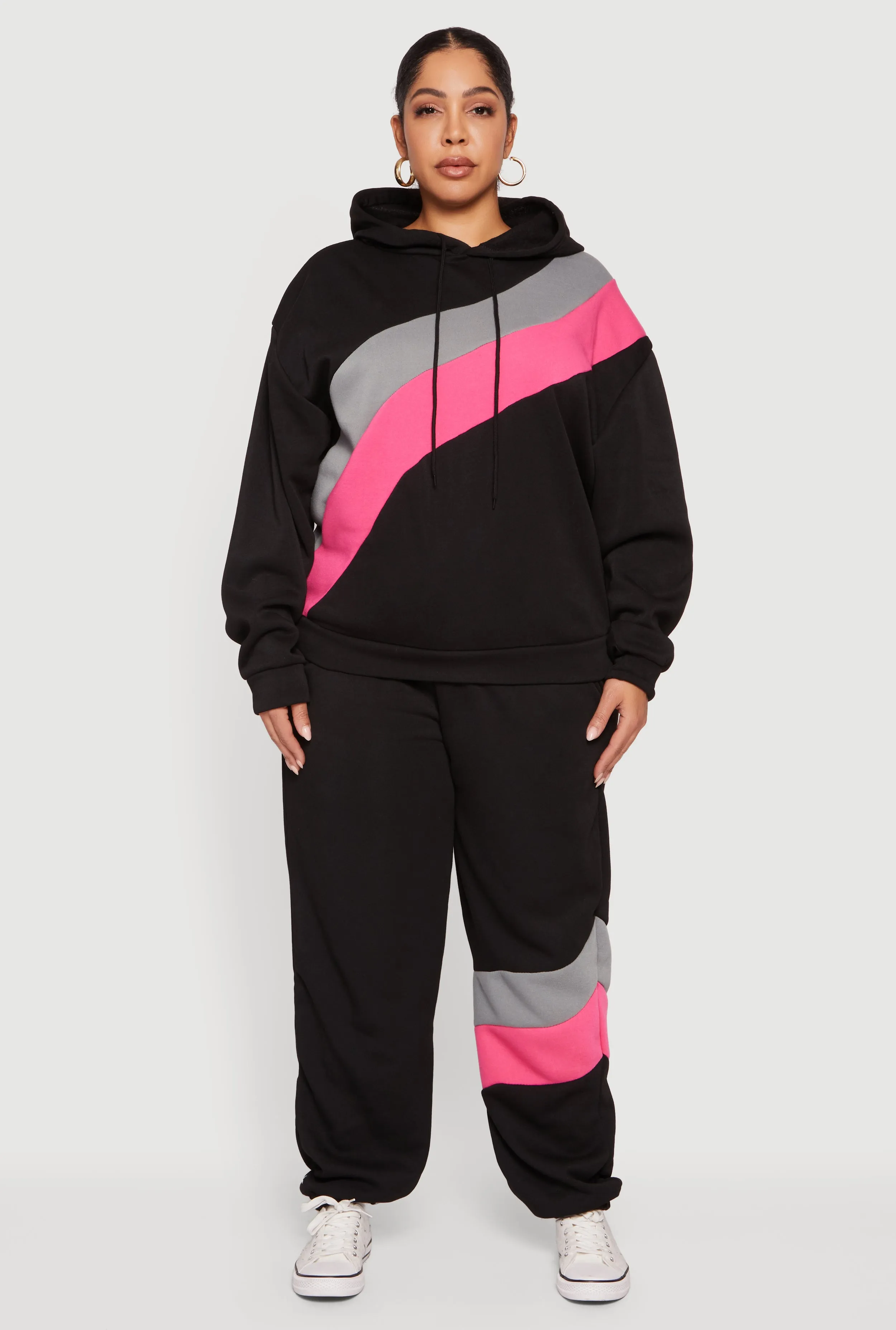 Plus Size Color Block Pullover Hoodie sold by Rainbow product image thumbnail 2