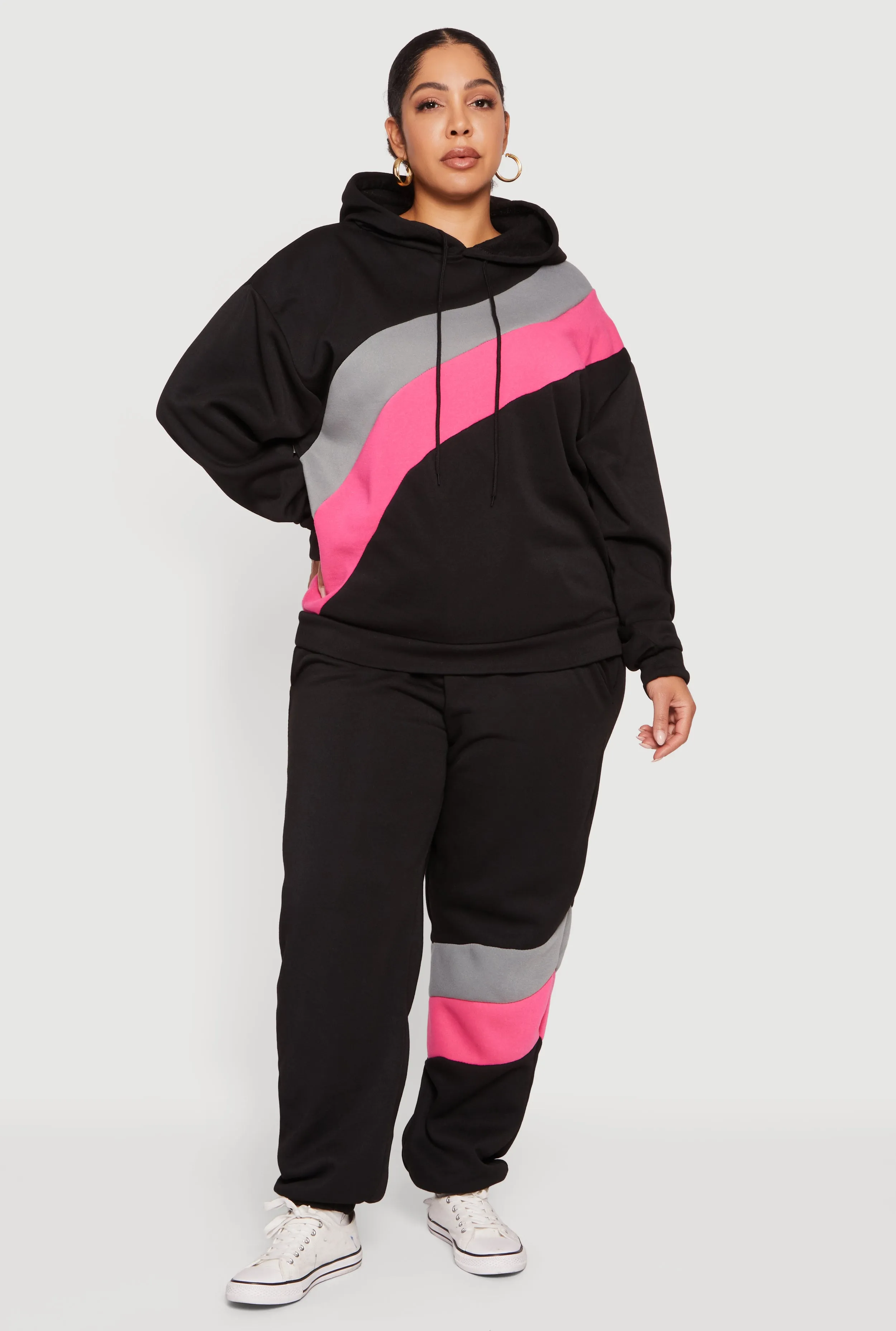 Plus Size Color Block Pullover Hoodie sold by Rainbow product image thumbnail 3