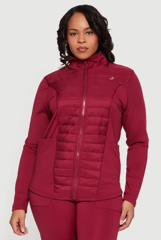 Plus Size Lightweight Puffer Detail Mock Neck Active Jacket sold by Rainbow