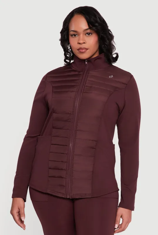 Plus Size Lightweight Puffer Detail Mock Neck Active Jacket sold by Rainbow