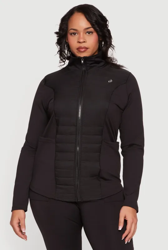 Plus Size Lightweight Puffer Detail Mock Neck Active Jacket sold by Rainbow