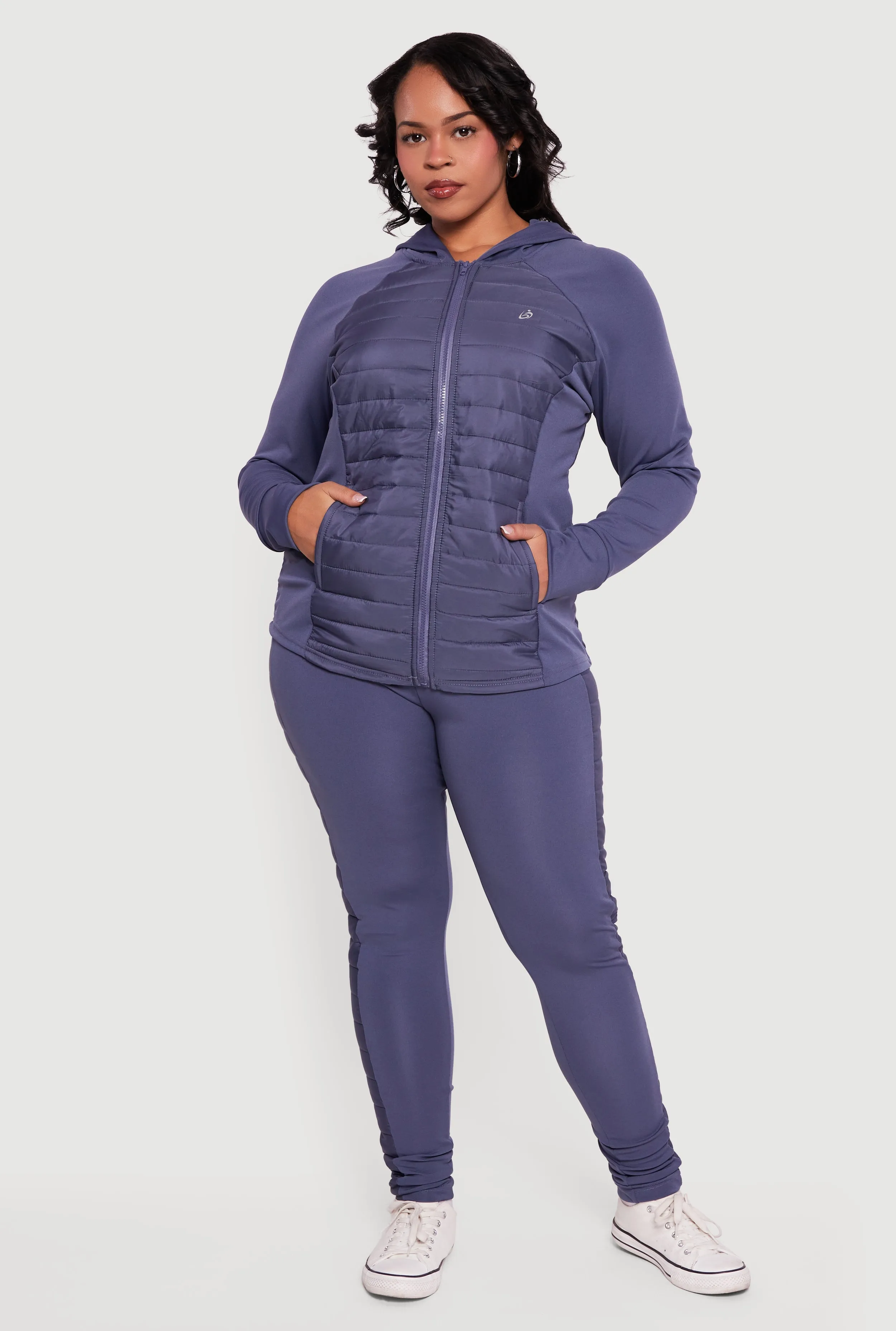 Plus Size Lightweight Puffer Detail Hooded Active Jacket sold by Rainbow product image thumbnail 2