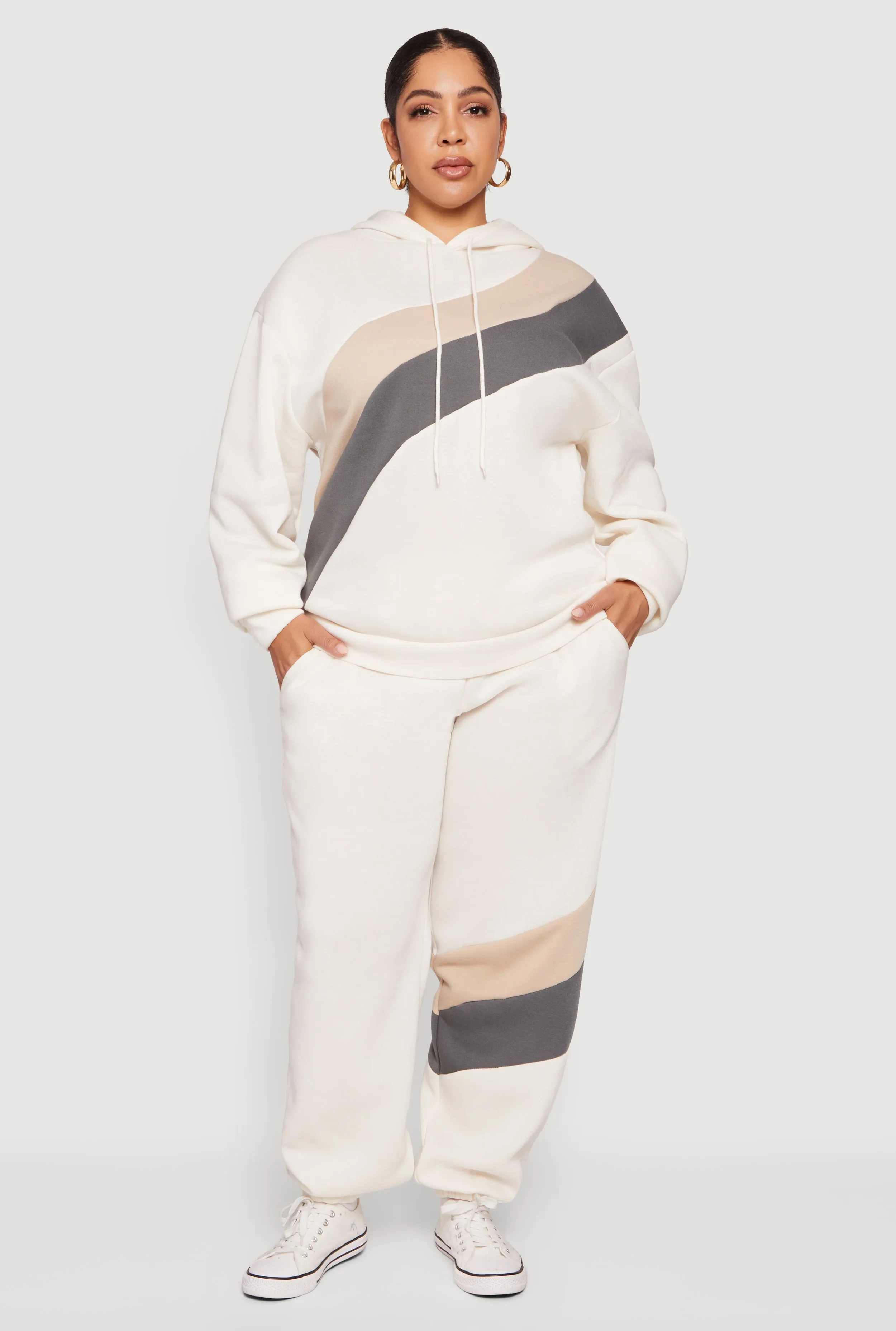 Plus Size Color Block Pullover Hoodie sold by Rainbow product image thumbnail 2