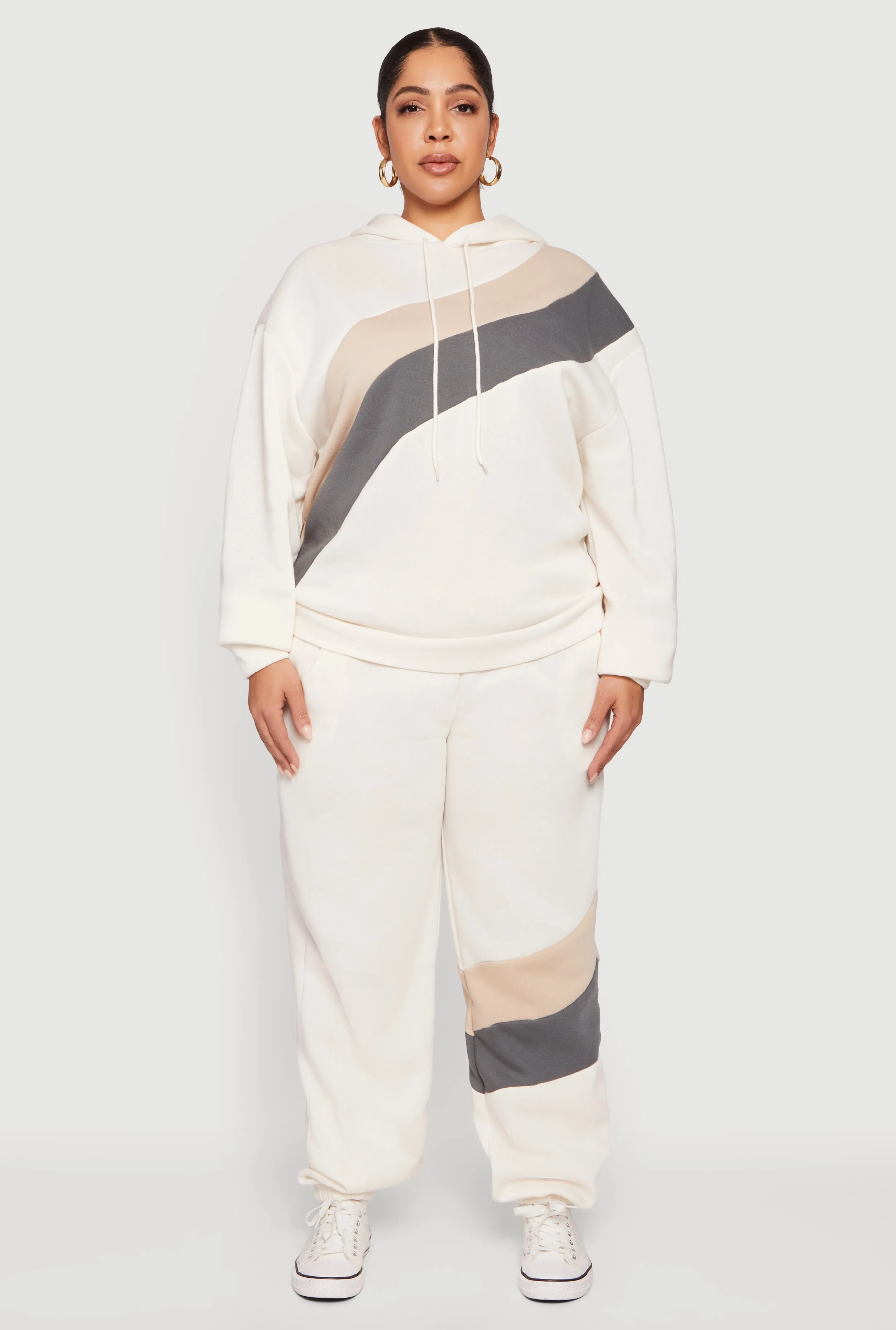 Plus Size Color Block Pullover Hoodie sold by Rainbow product image thumbnail 3