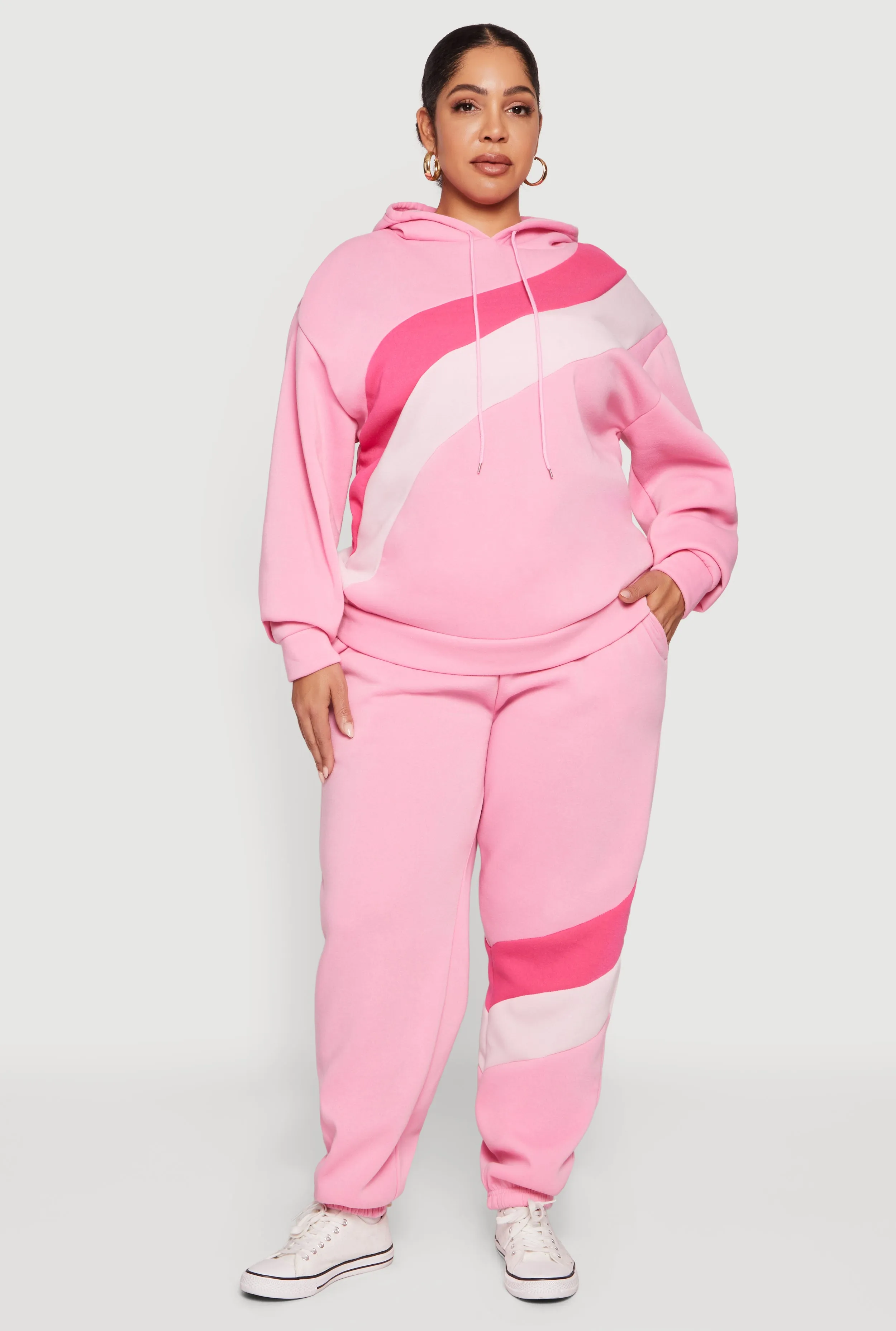 Plus Size Color Block Pullover Hoodie sold by Rainbow product image thumbnail 3