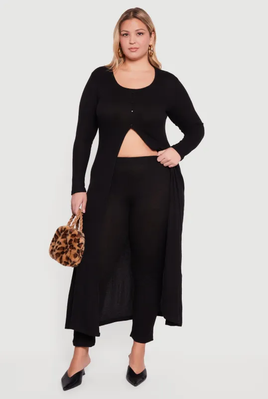 Plus Size High Waisted Brushed Ribbed Knit Leggings sold by Rainbow