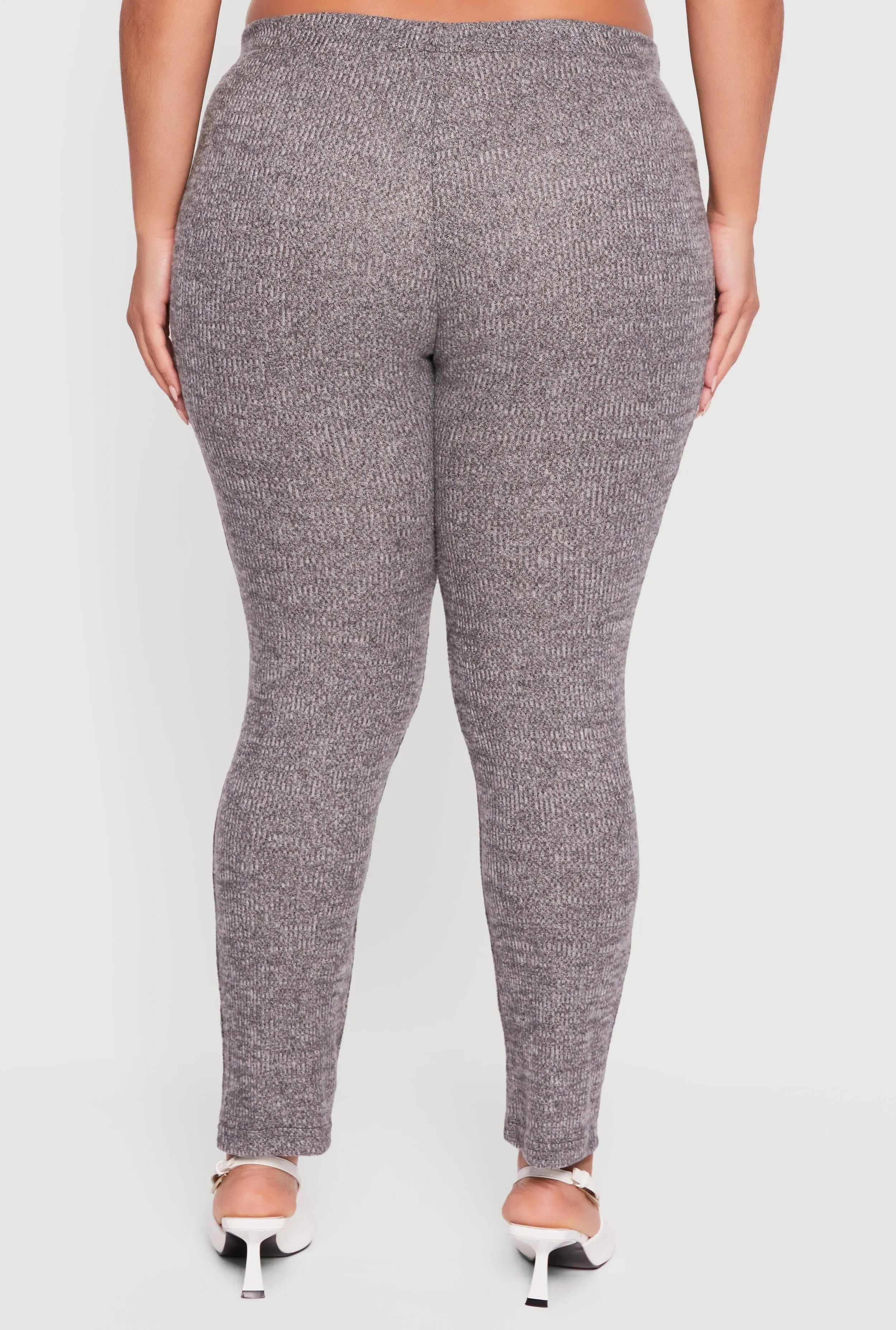 Plus Size High Waisted Brushed Ribbed Knit Leggings sold by Rainbow product image thumbnail 5