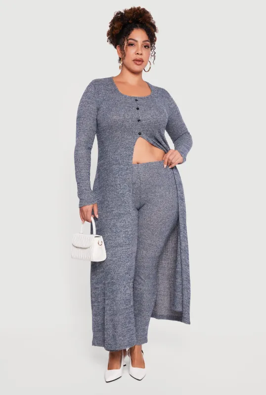 Plus Size High Waisted Brushed Ribbed Knit Leggings sold by Rainbow