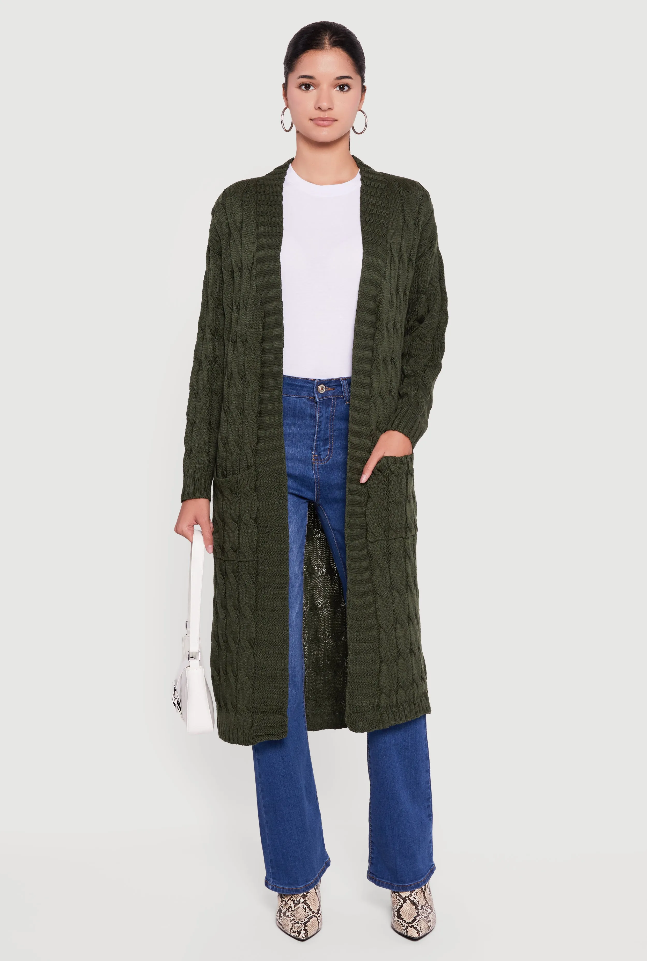 Cable Knit Open Front Long Cardigan sold by Rainbow product image thumbnail 3