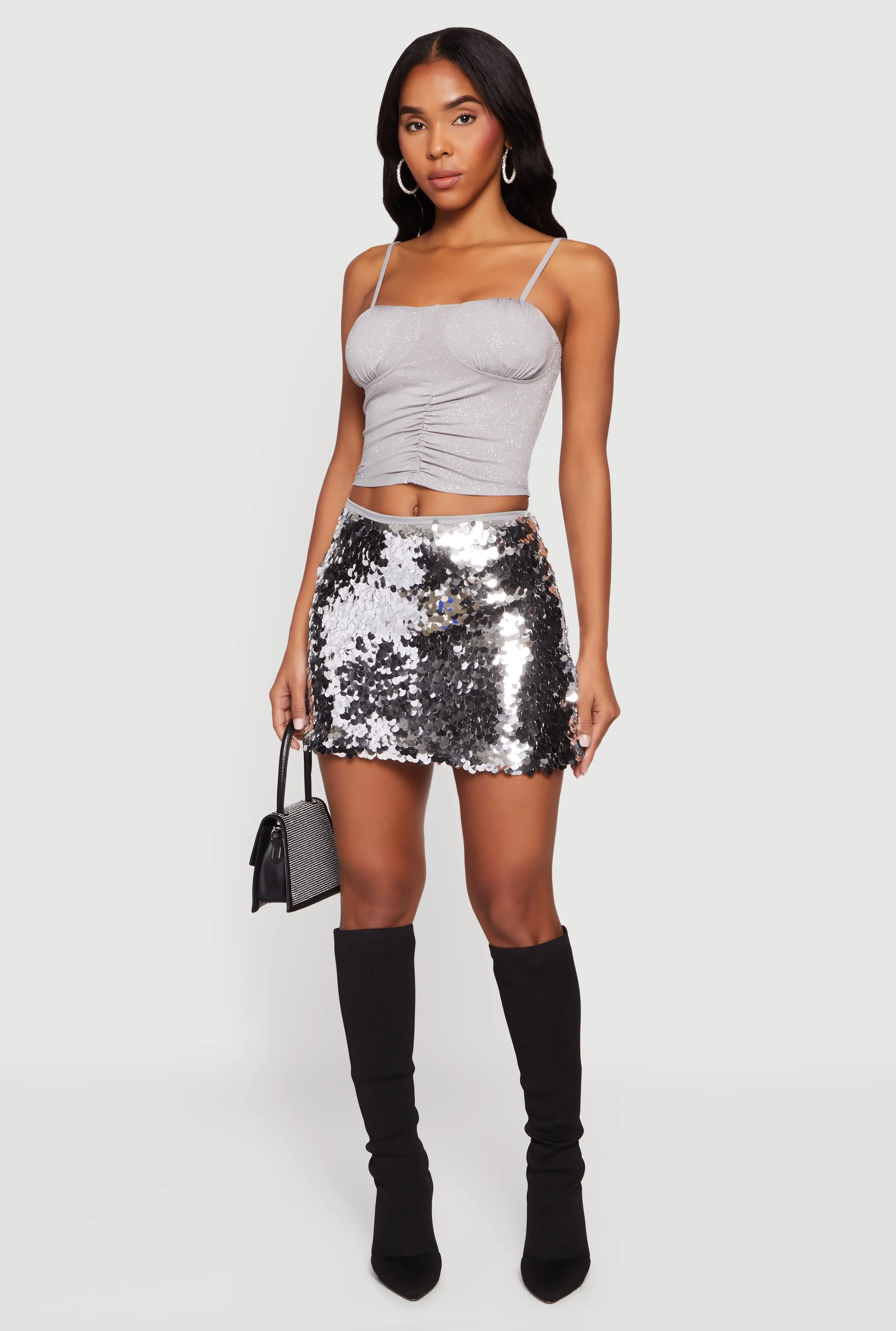 Glitter Ruched Front Cropped Cami Top sold by Rainbow product image thumbnail 2