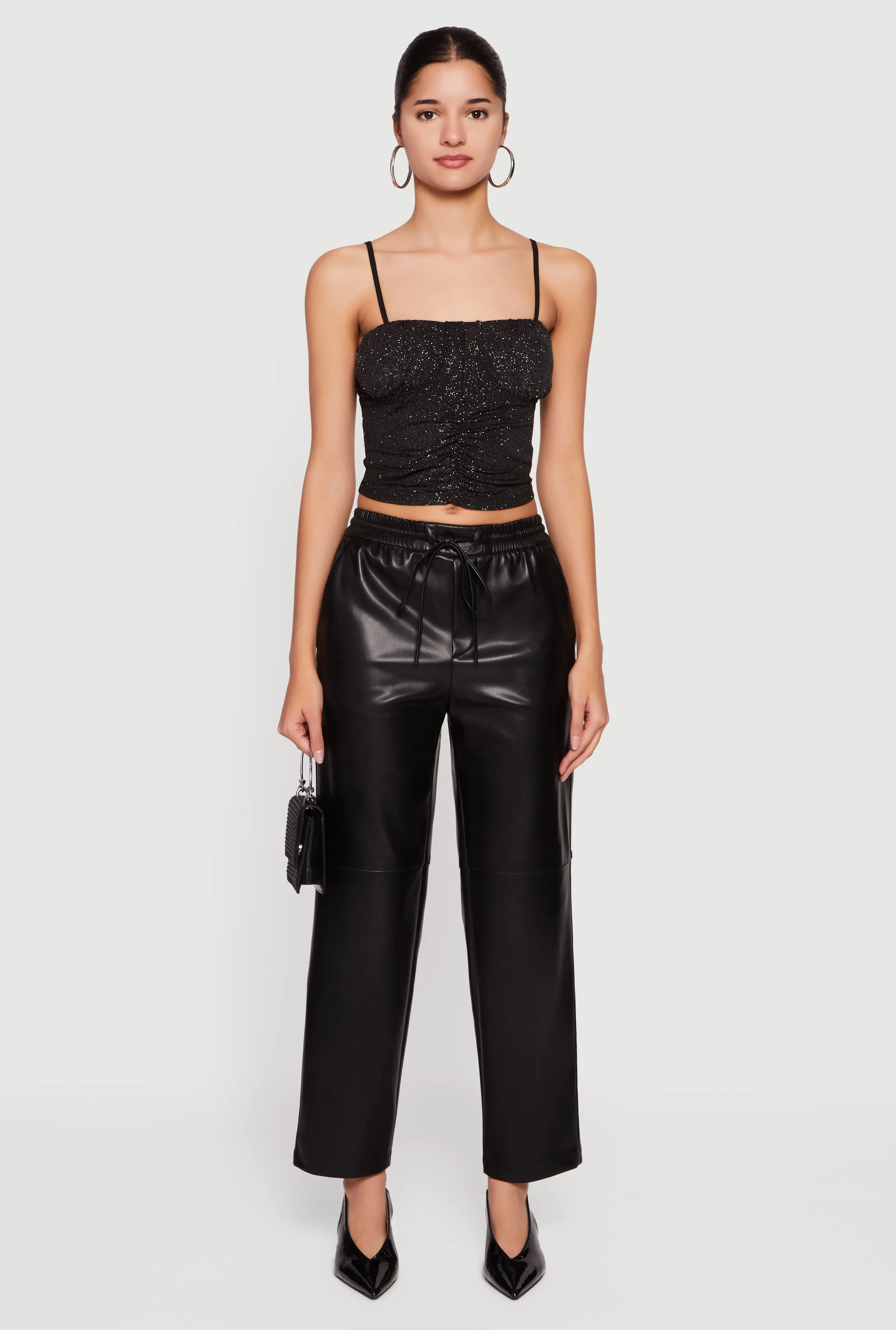 Glitter Ruched Front Cropped Cami Top sold by Rainbow product image thumbnail 3