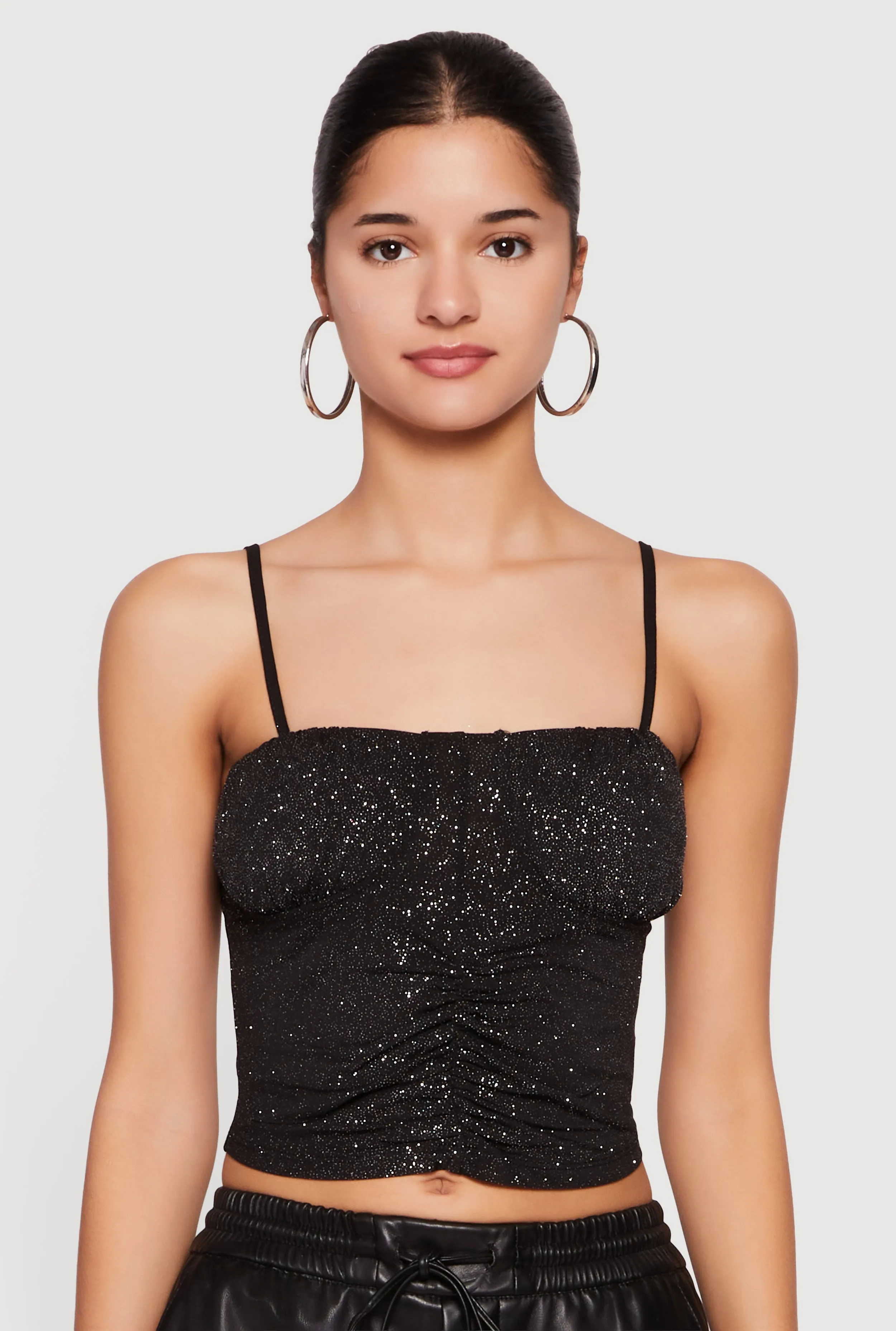 Glitter Ruched Front Cropped Cami Top sold by Rainbow product image thumbnail 2