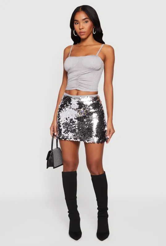 Glitter Ruched Front Cropped Cami Top sold by Rainbow