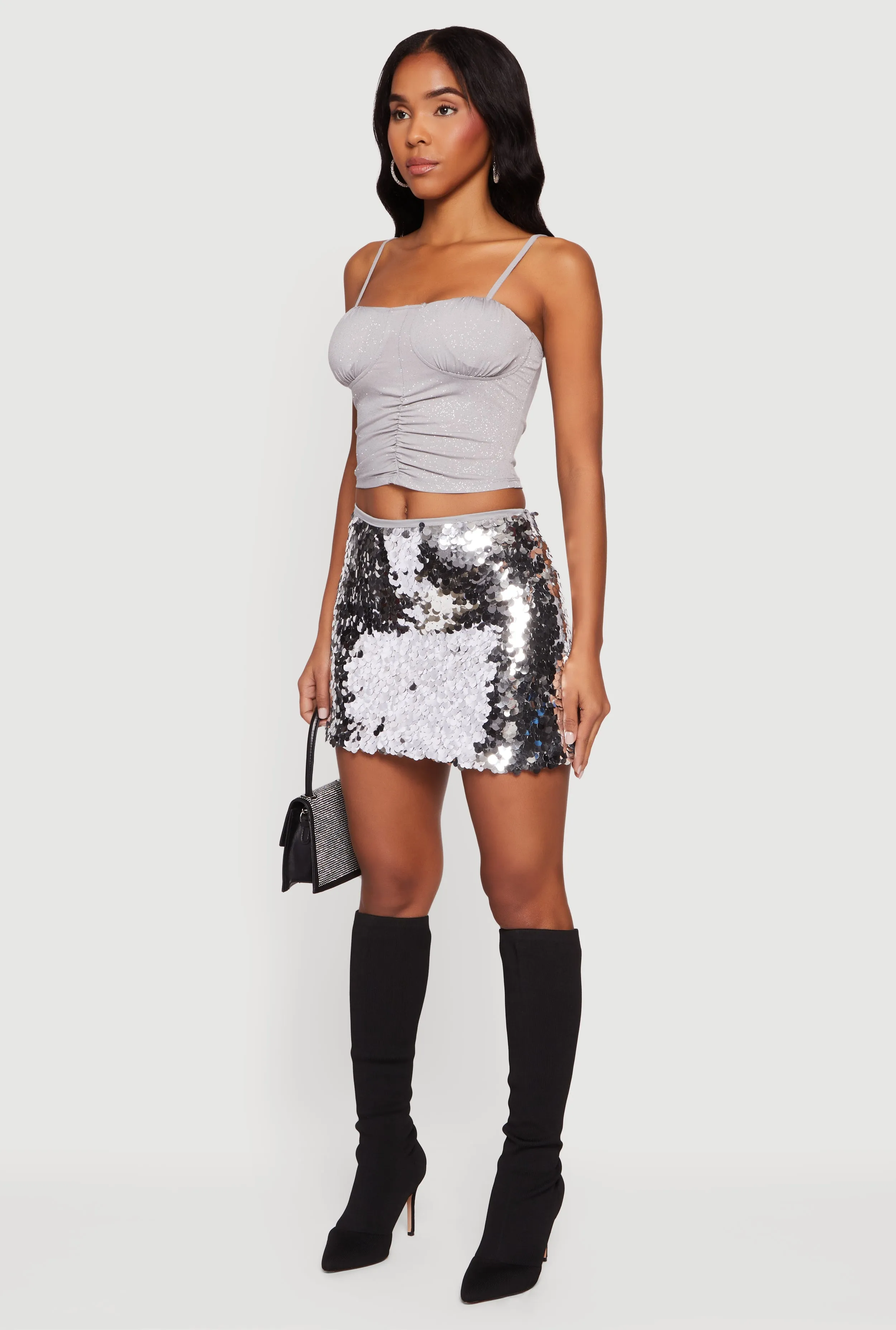 Glitter Ruched Front Cropped Cami Top sold by Rainbow product image thumbnail 5