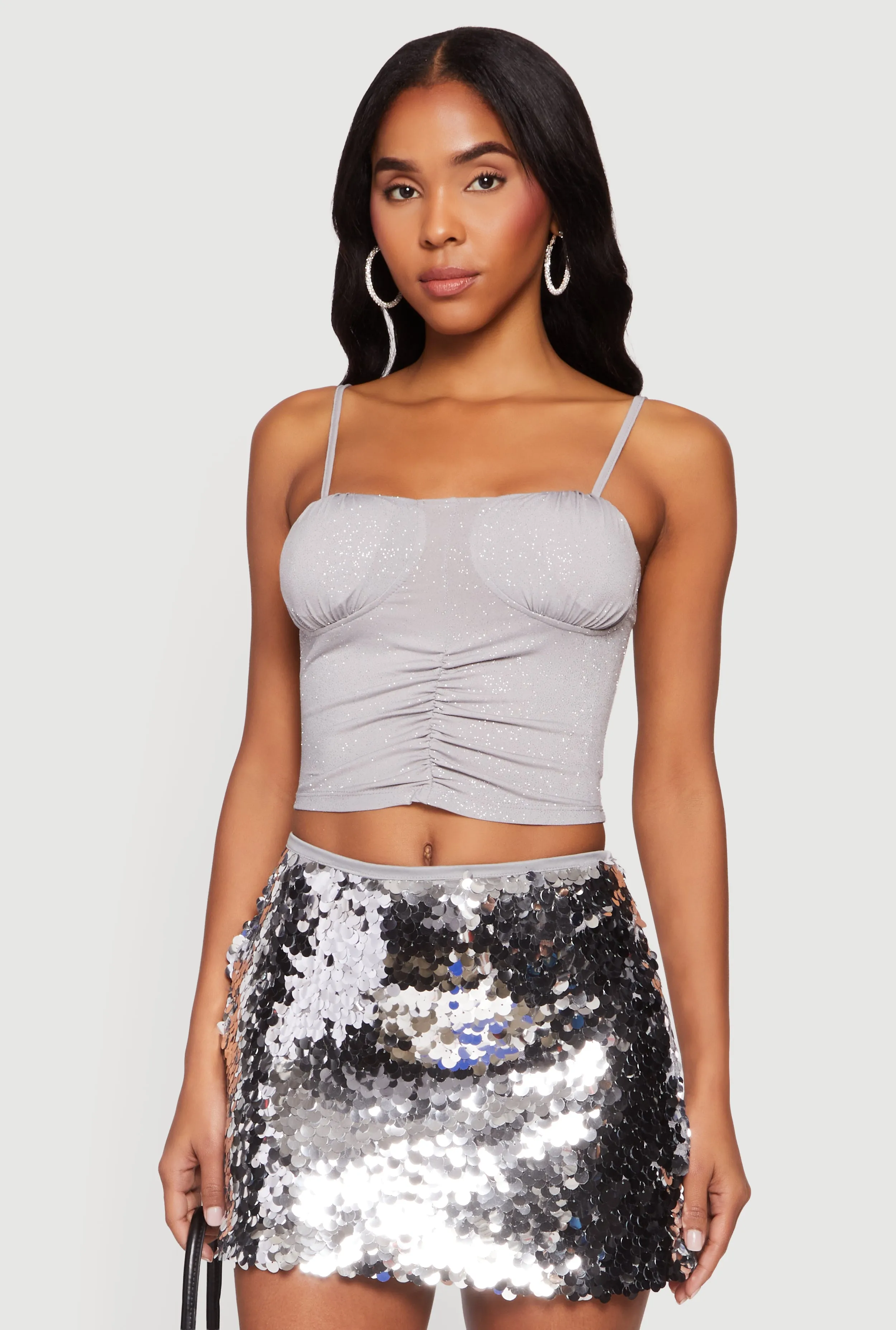 Glitter Ruched Front Cropped Cami Top sold by Rainbow product image thumbnail 2
