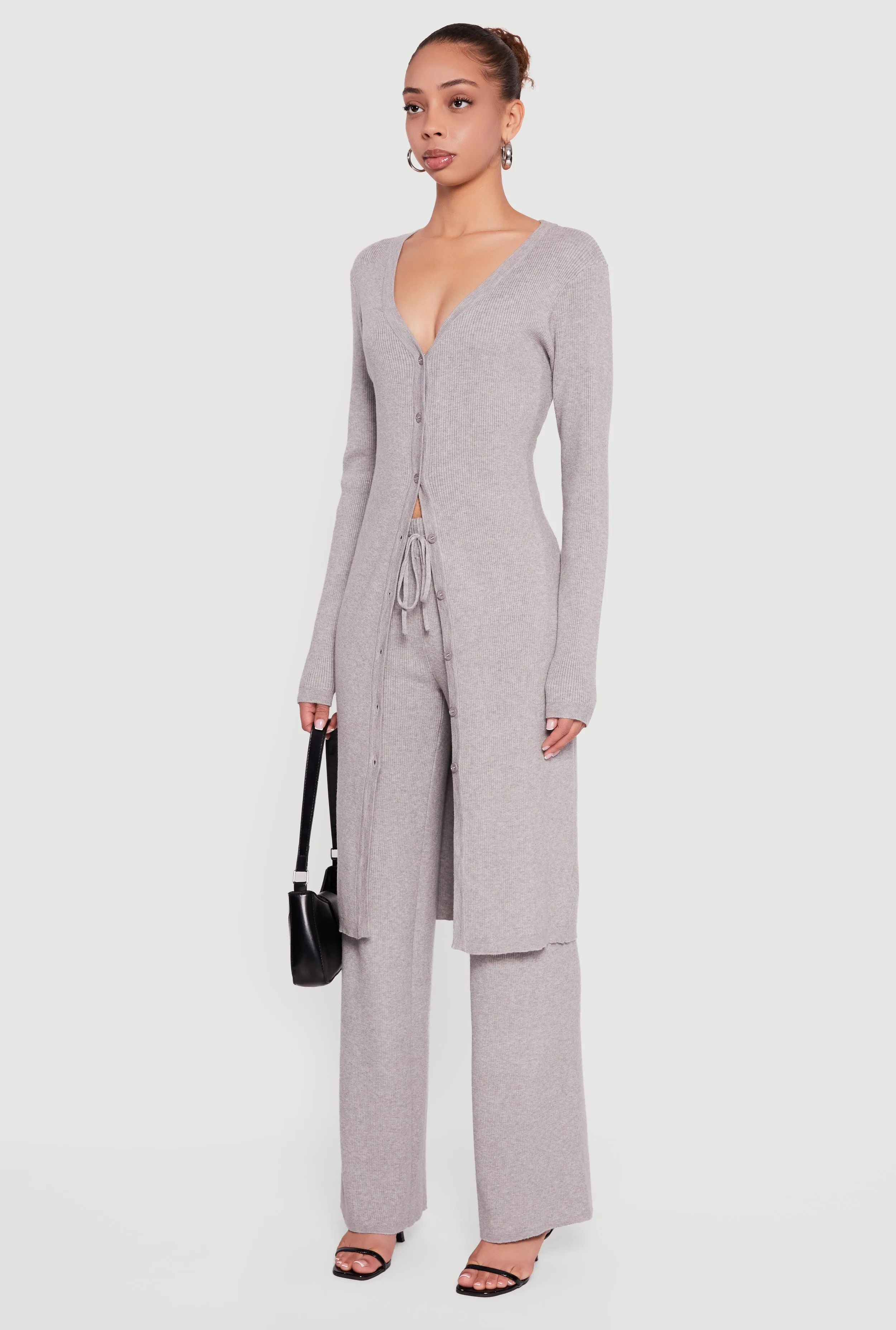 Long Sleeve Ribbed Knit Duster sold by Rainbow product image thumbnail 3