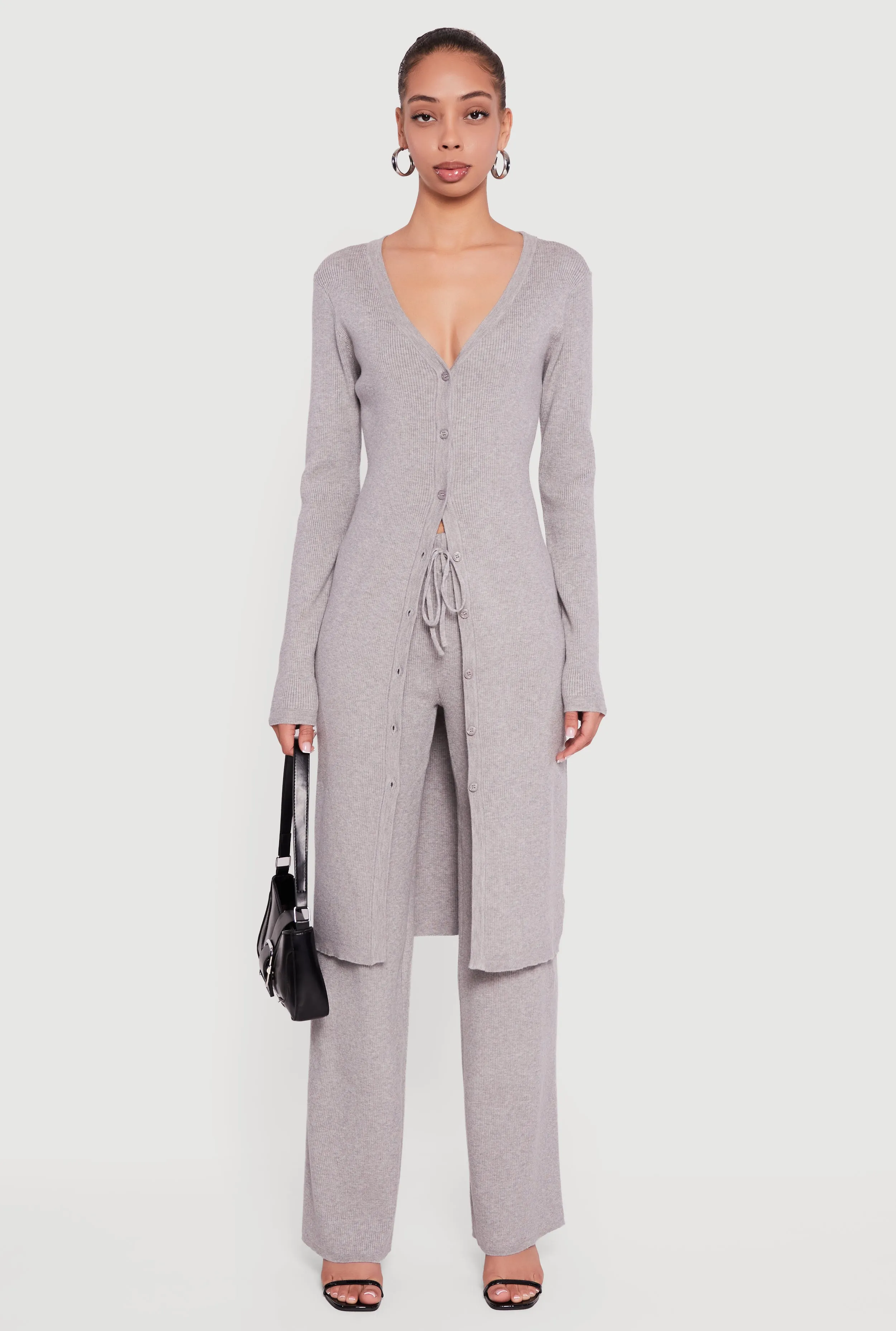 Long Sleeve Ribbed Knit Duster sold by Rainbow product image thumbnail 2