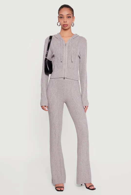 High Waisted Cable Knit Pull On Pants sold by Rainbow