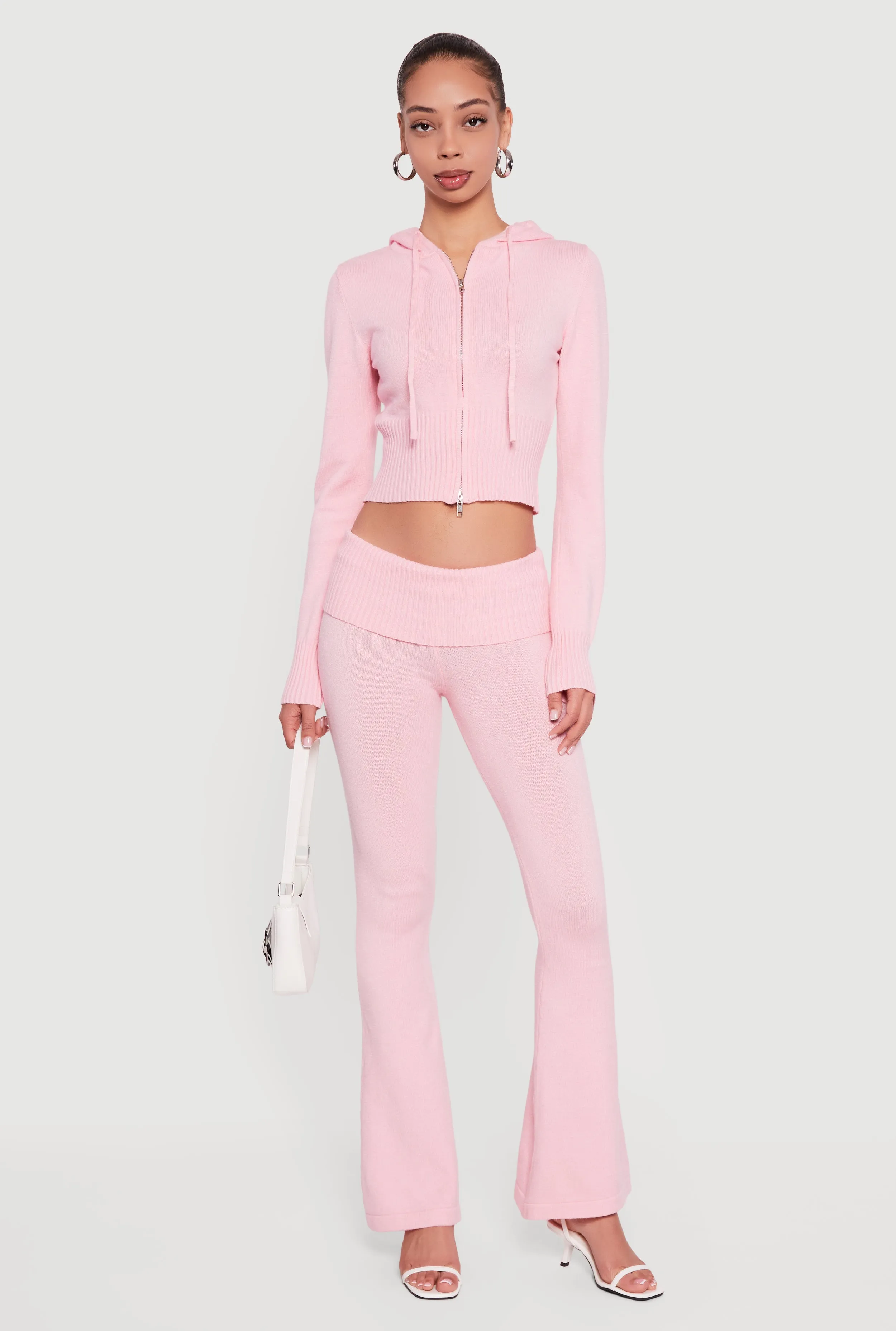 Mid Rise Ribbed Knit Flare Leg Pants sold by Rainbow