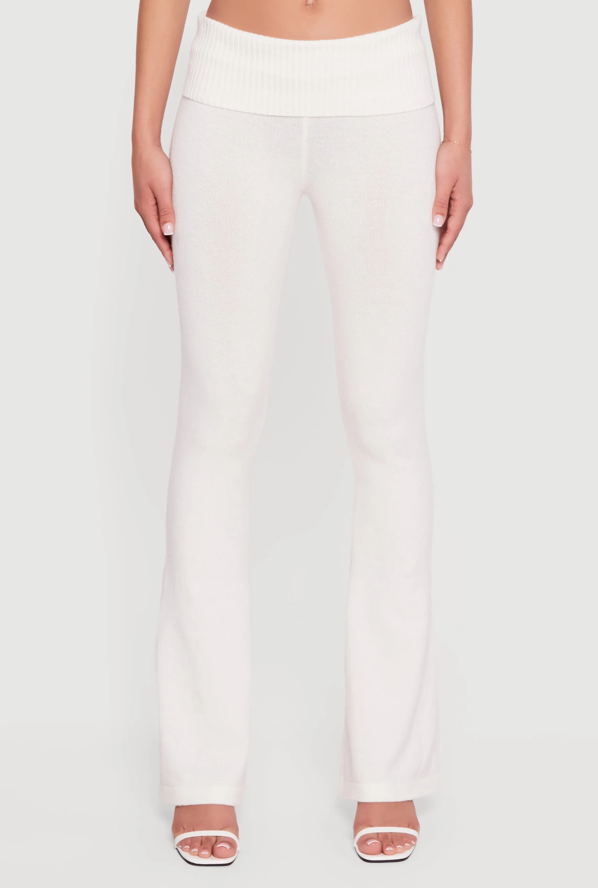 Mid Rise Ribbed Knit Flare Leg Pants sold by Rainbow product image thumbnail 3
