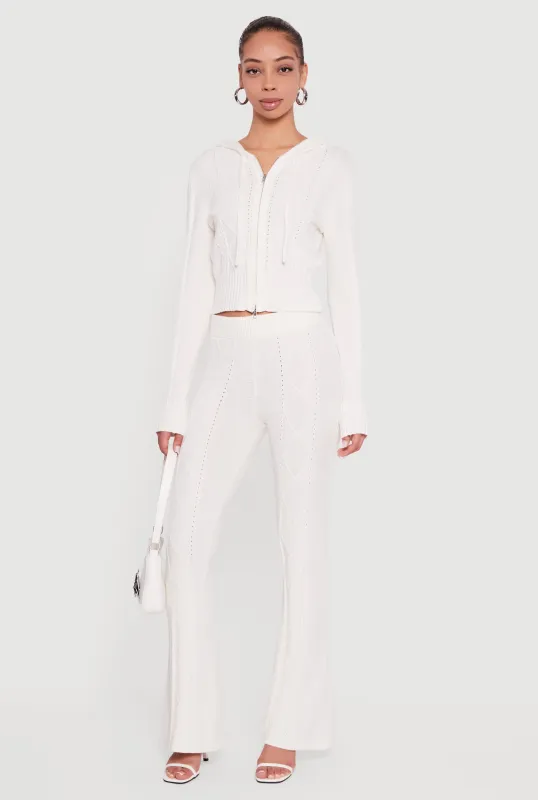 High Waisted Cable Knit Pull On Pants sold by Rainbow