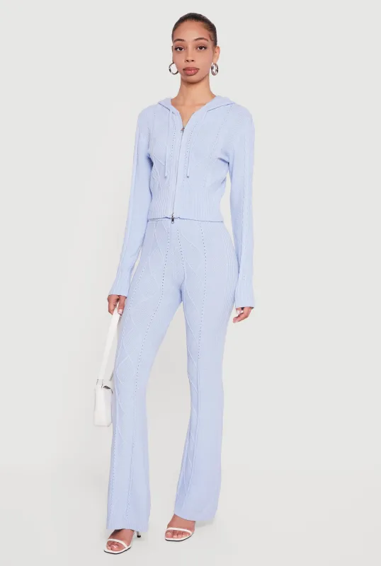 High Waisted Cable Knit Pull On Pants sold by Rainbow