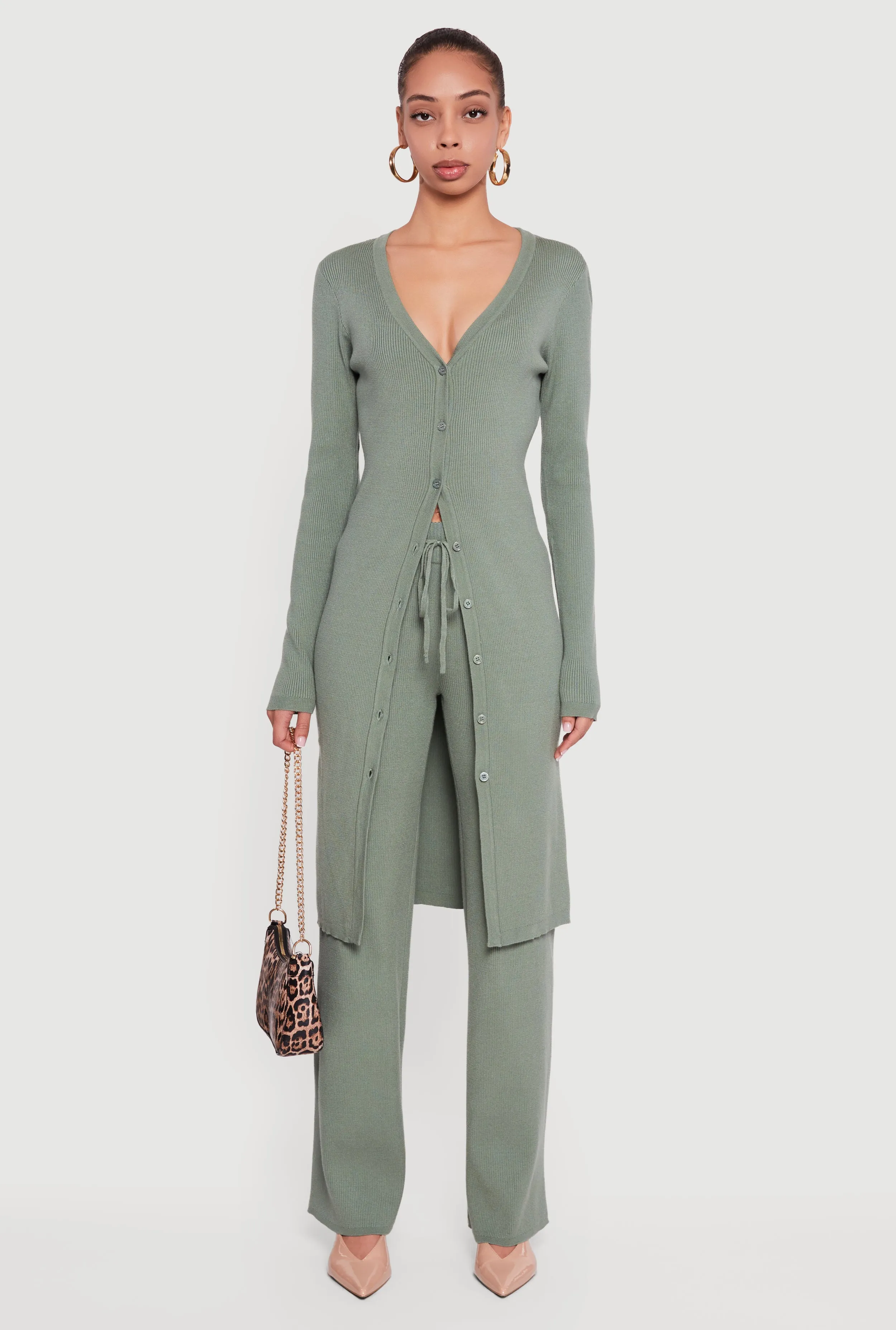 Long Sleeve Ribbed Knit Duster sold by Rainbow