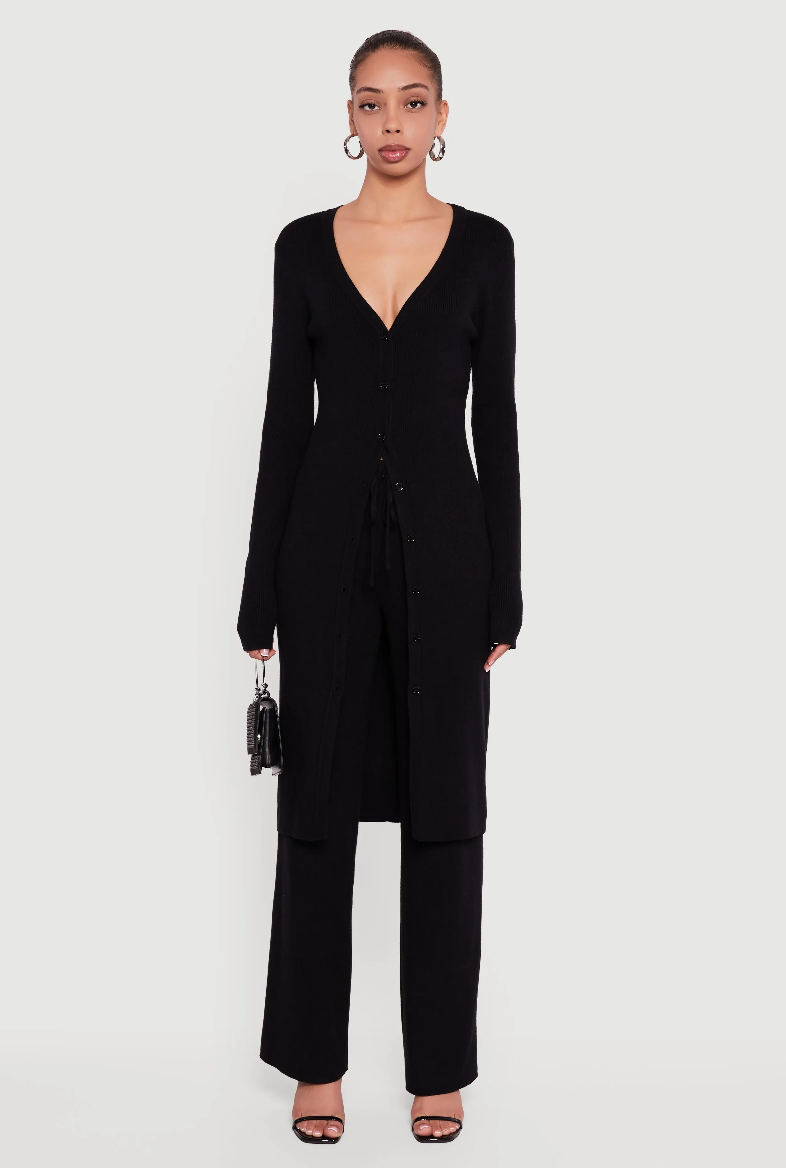 Long Sleeve Ribbed Knit Duster sold by Rainbow product image thumbnail 2