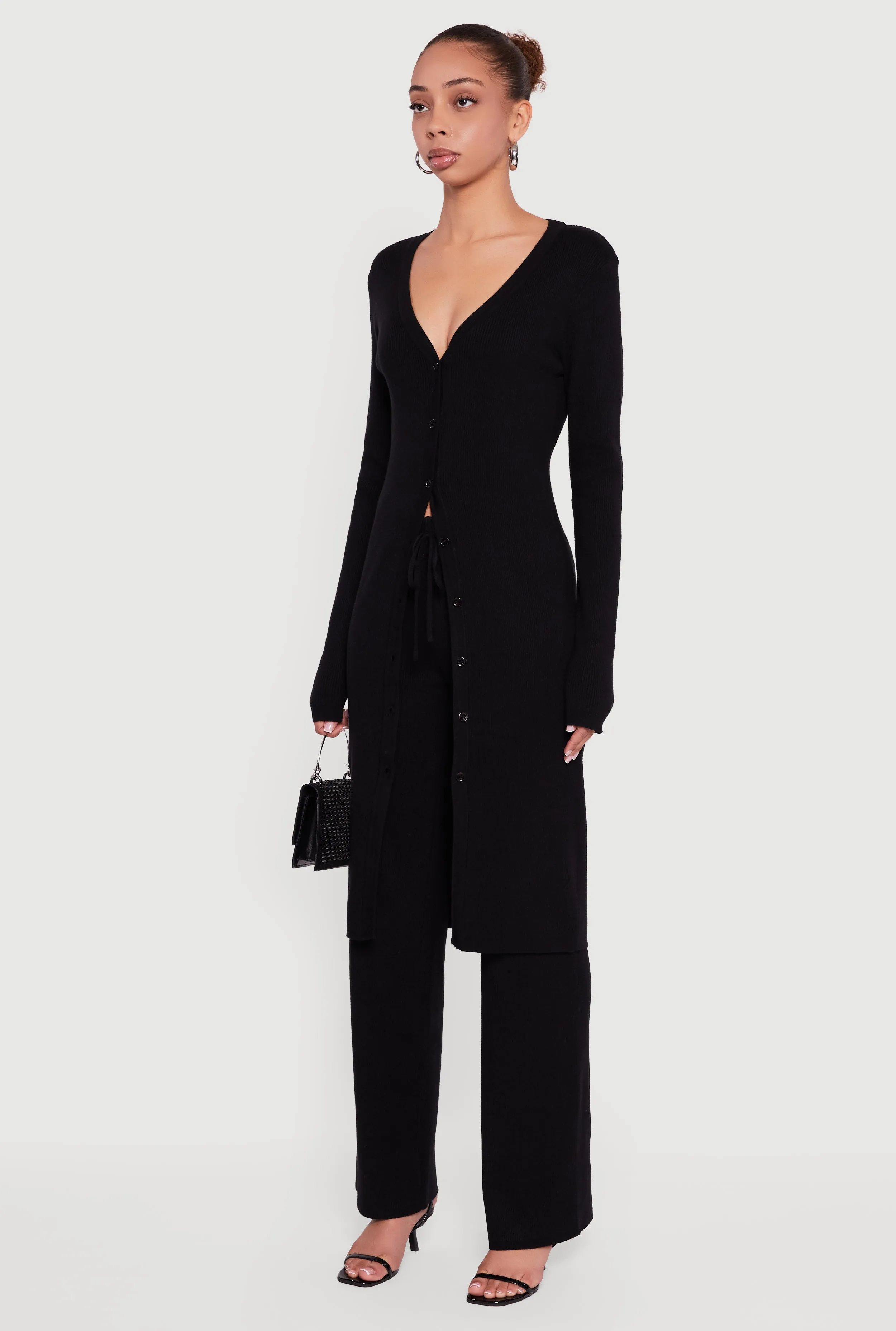 Long Sleeve Ribbed Knit Duster sold by Rainbow product image thumbnail 3