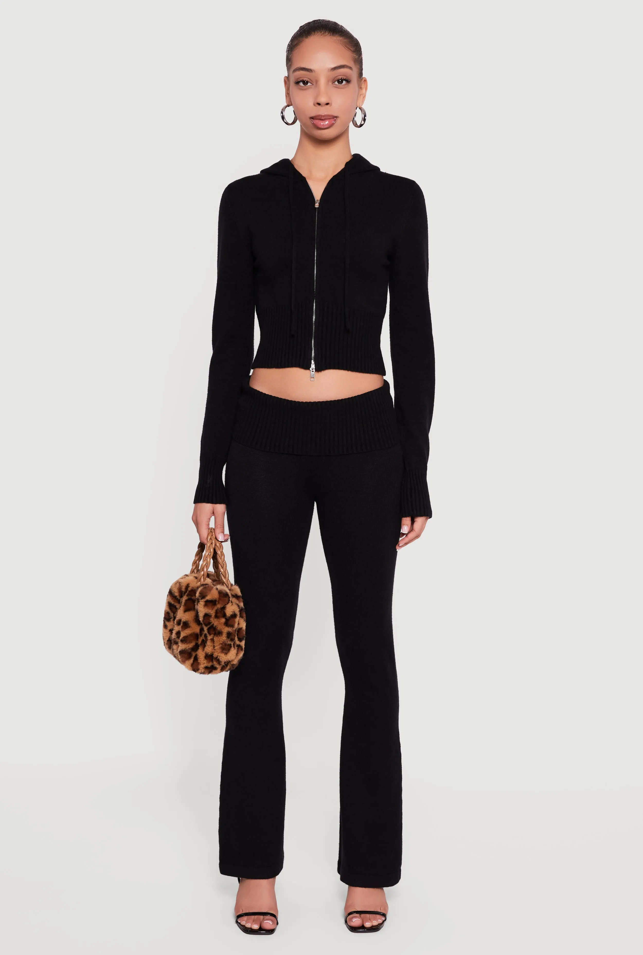 Mid Rise Ribbed Knit Flare Leg Pants sold by Rainbow product image thumbnail 2