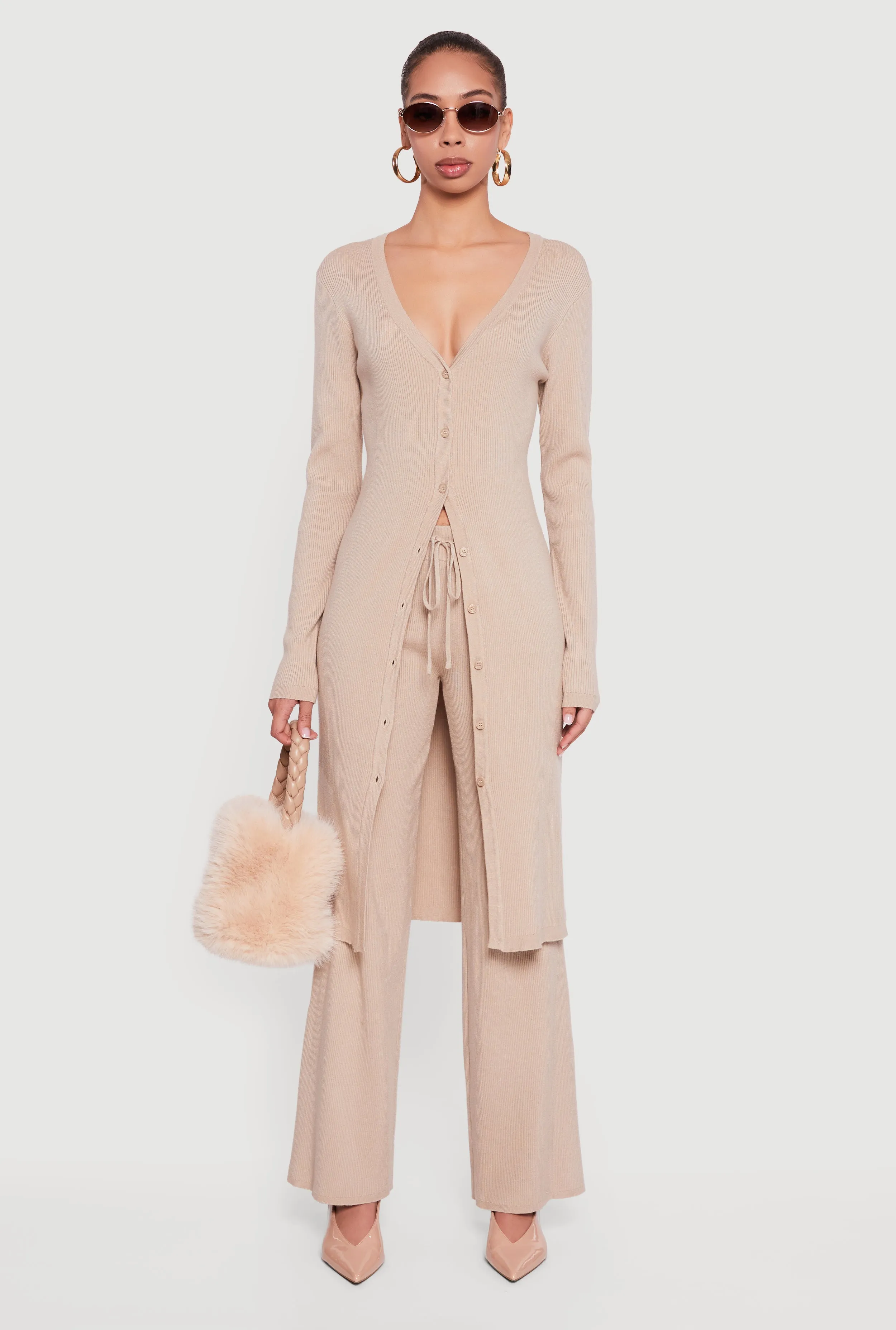 Long Sleeve Ribbed Knit Duster sold by Rainbow product image thumbnail 2