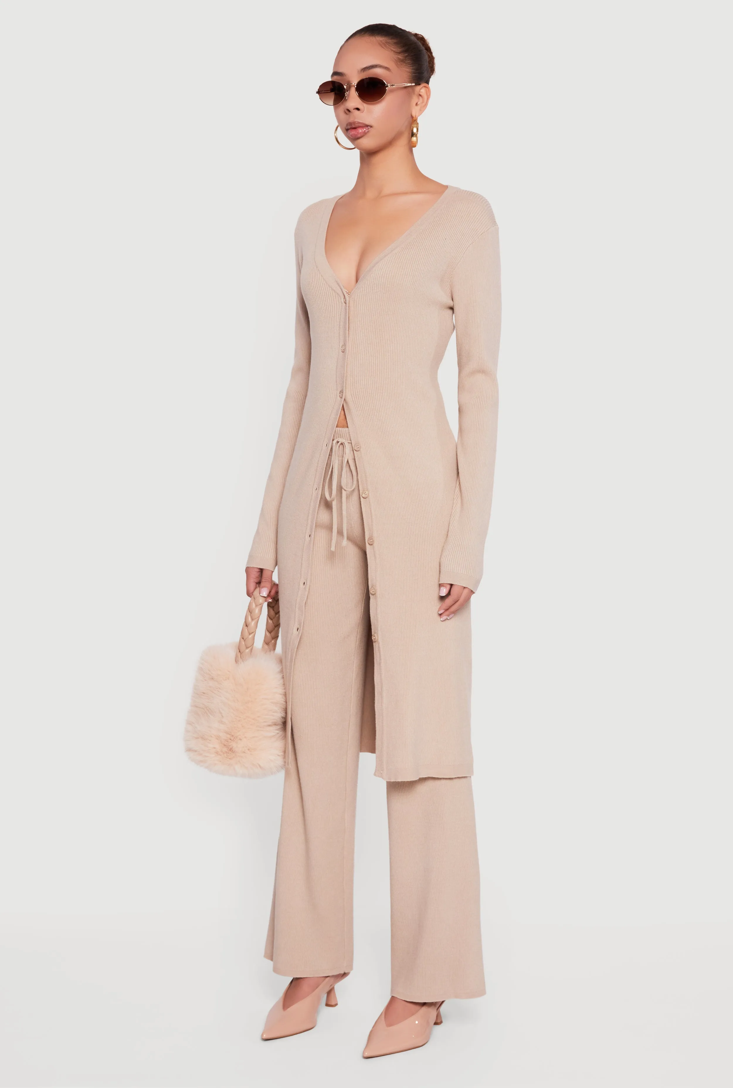 Long Sleeve Ribbed Knit Duster sold by Rainbow product image thumbnail 3