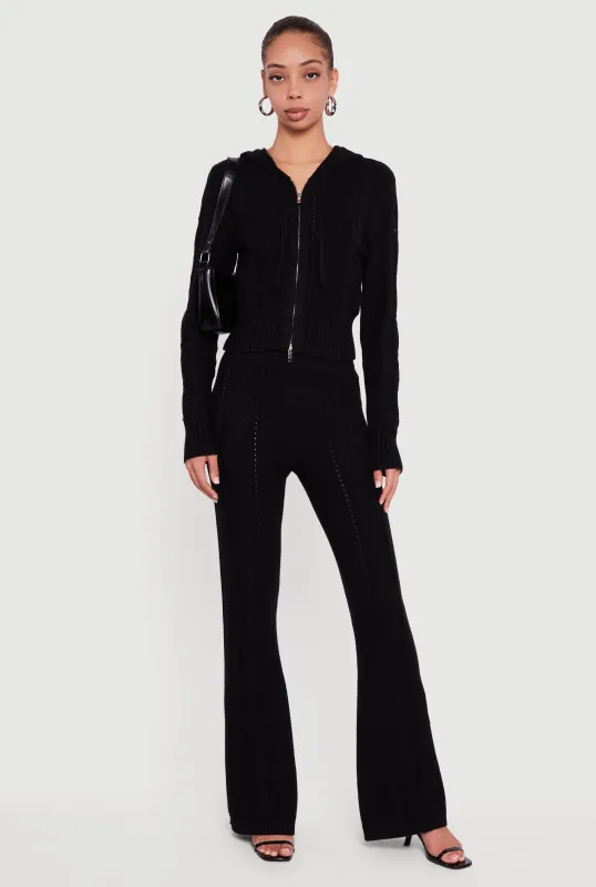 High Waisted Cable Knit Pull On Pants sold by Rainbow