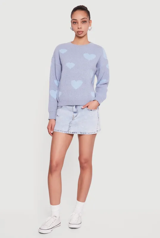 Heart Print Long Sleeve High Neck Sweater sold by Rainbow