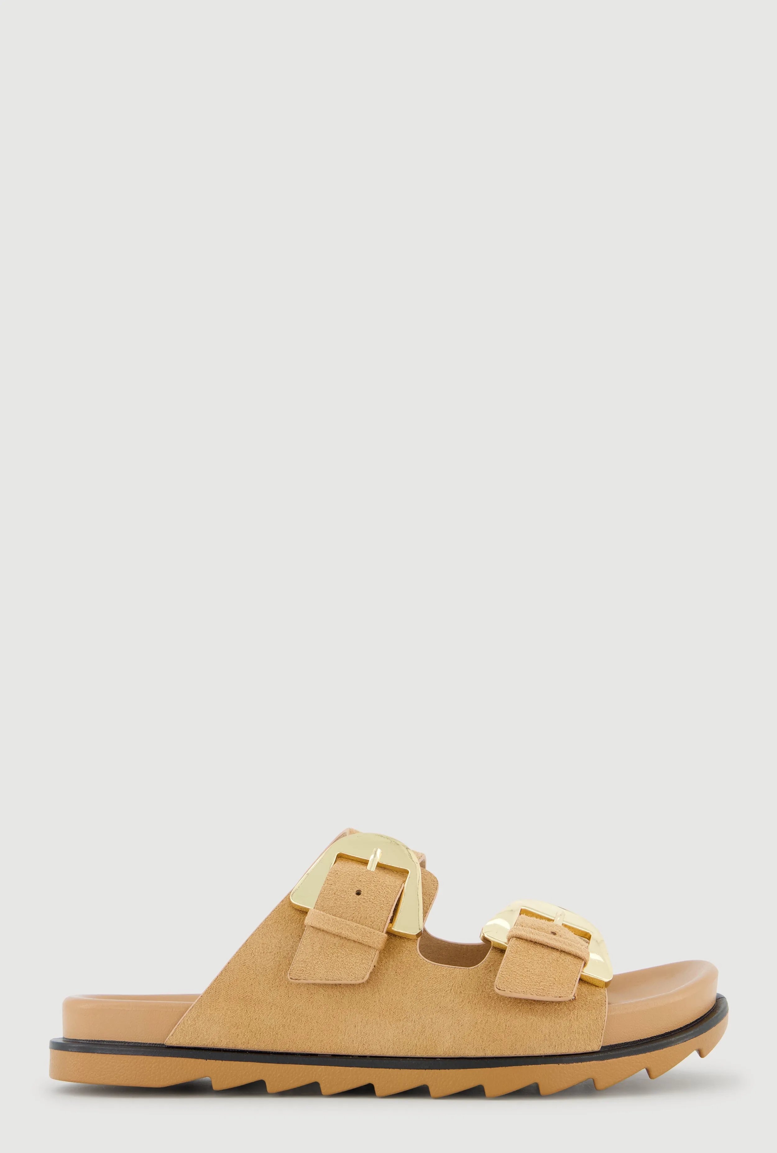 Faux Suede Double Metallic Buckle Slide Sandals sold by Rainbow product image thumbnail 2