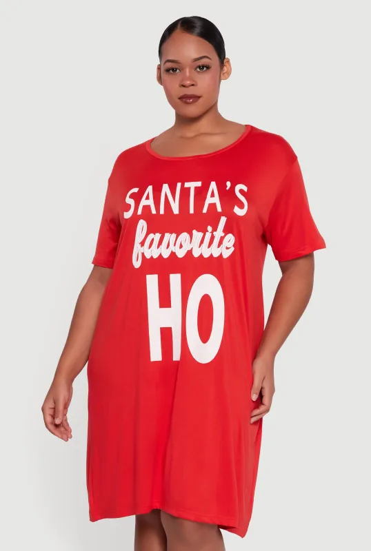 Plus Size Santa Graphic Sleepshirt sold by Rainbow