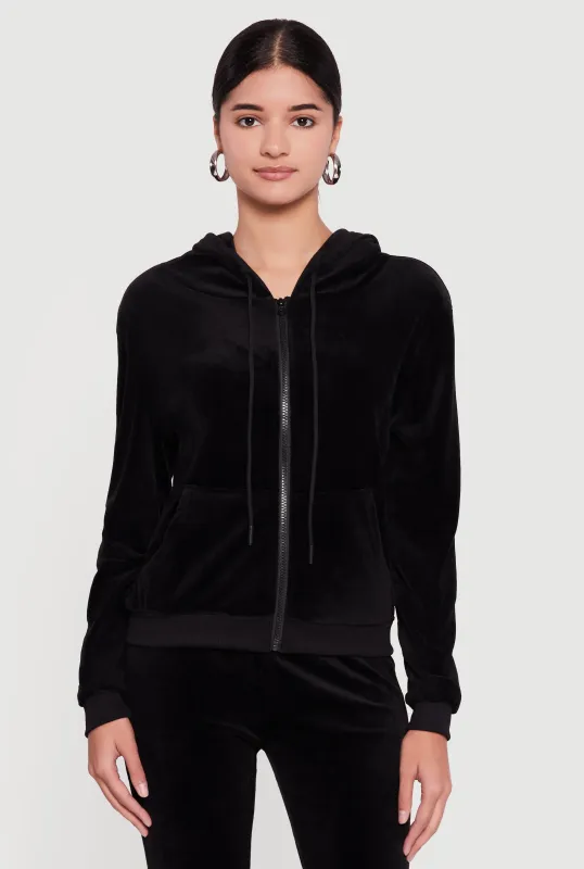 Classic Zip Front Velour Hoodie sold by Rainbow