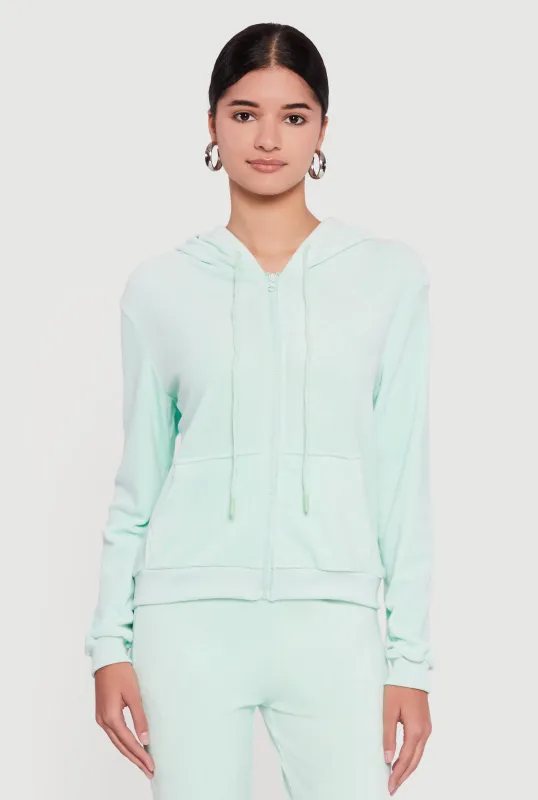 Classic Zip Front Velour Hoodie sold by Rainbow