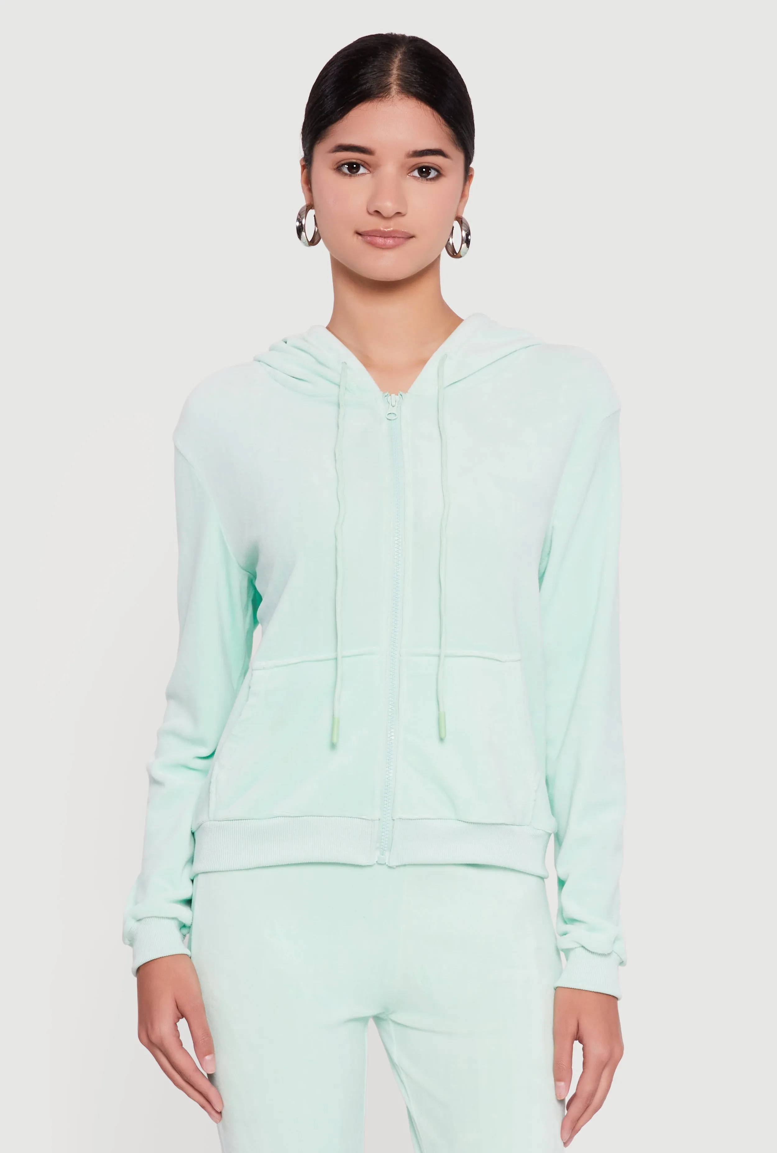 Classic Zip Front Velour Hoodie sold by Rainbow