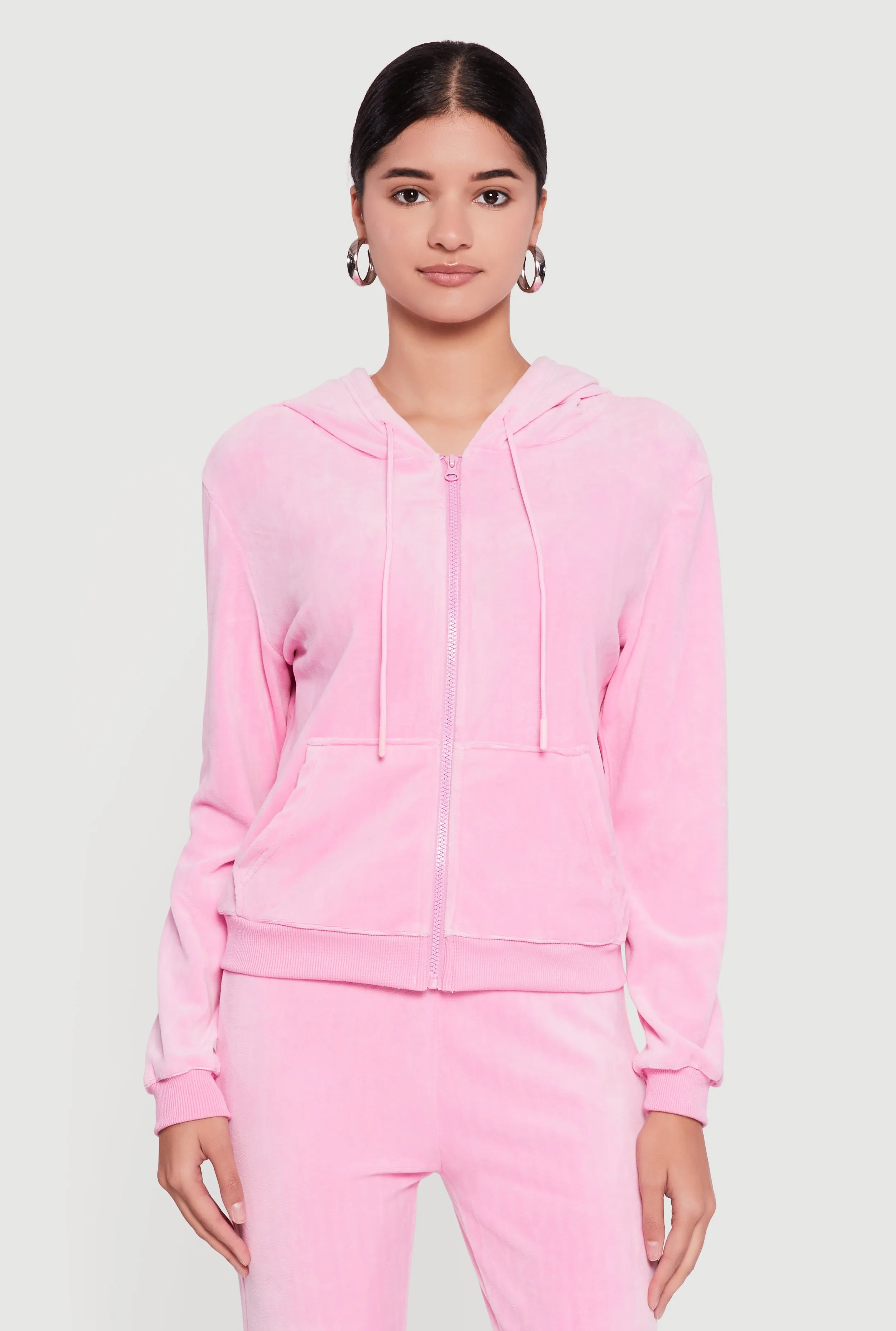 Classic Zip Front Velour Hoodie sold by Rainbow